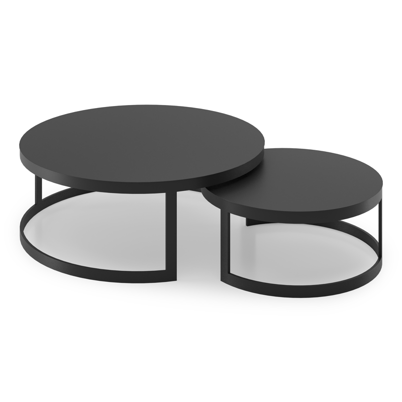 Tables basses Enna en aluminium noir - Table 1 Diam. 70 x Haut. 30 cm Table 2 Diam. 100 x Haut. 37 cm