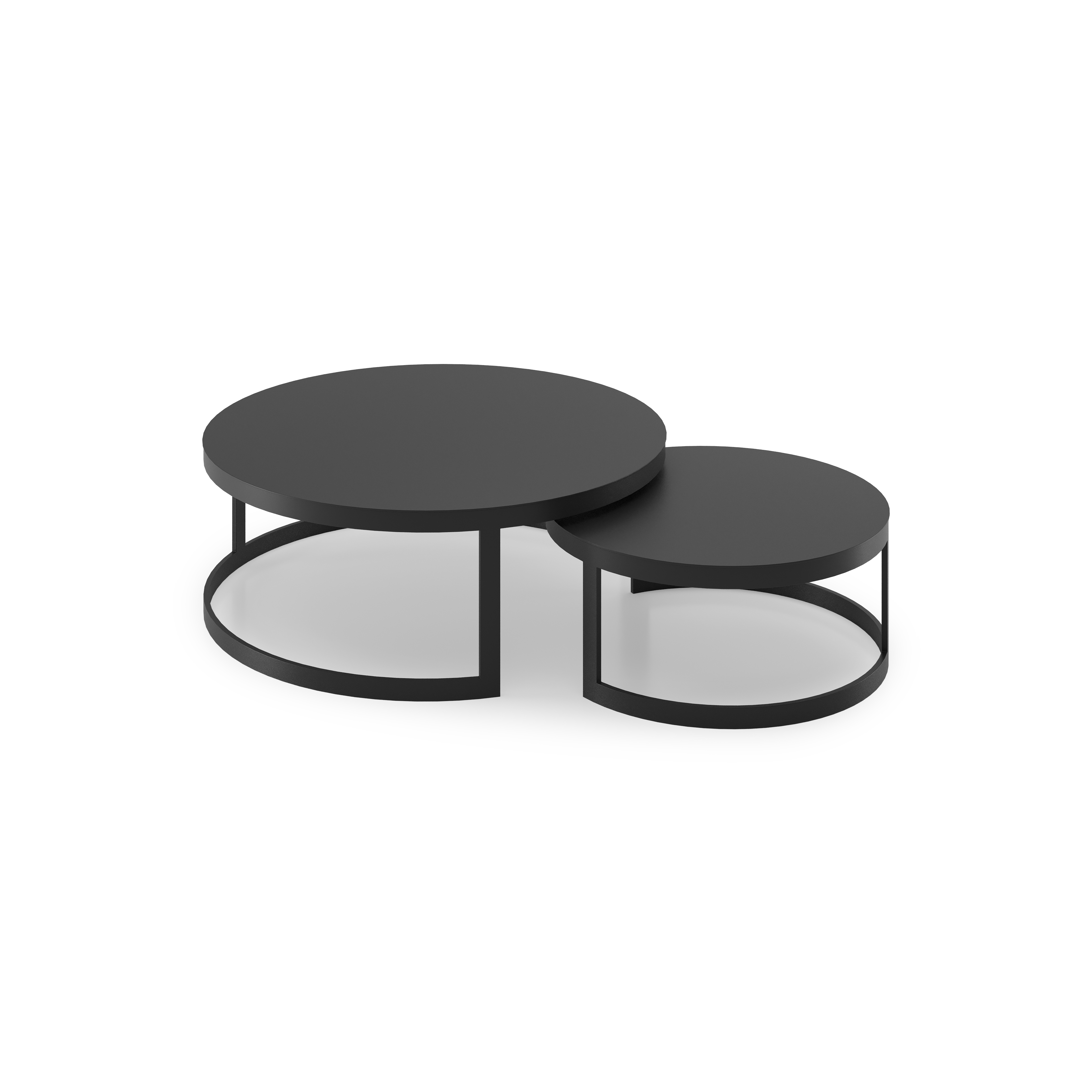 Tables basses Enna en aluminium noir - Table 1 Diam. 70 x Haut. 30 cm Table 2 Diam. 100 x Haut. 37 cm