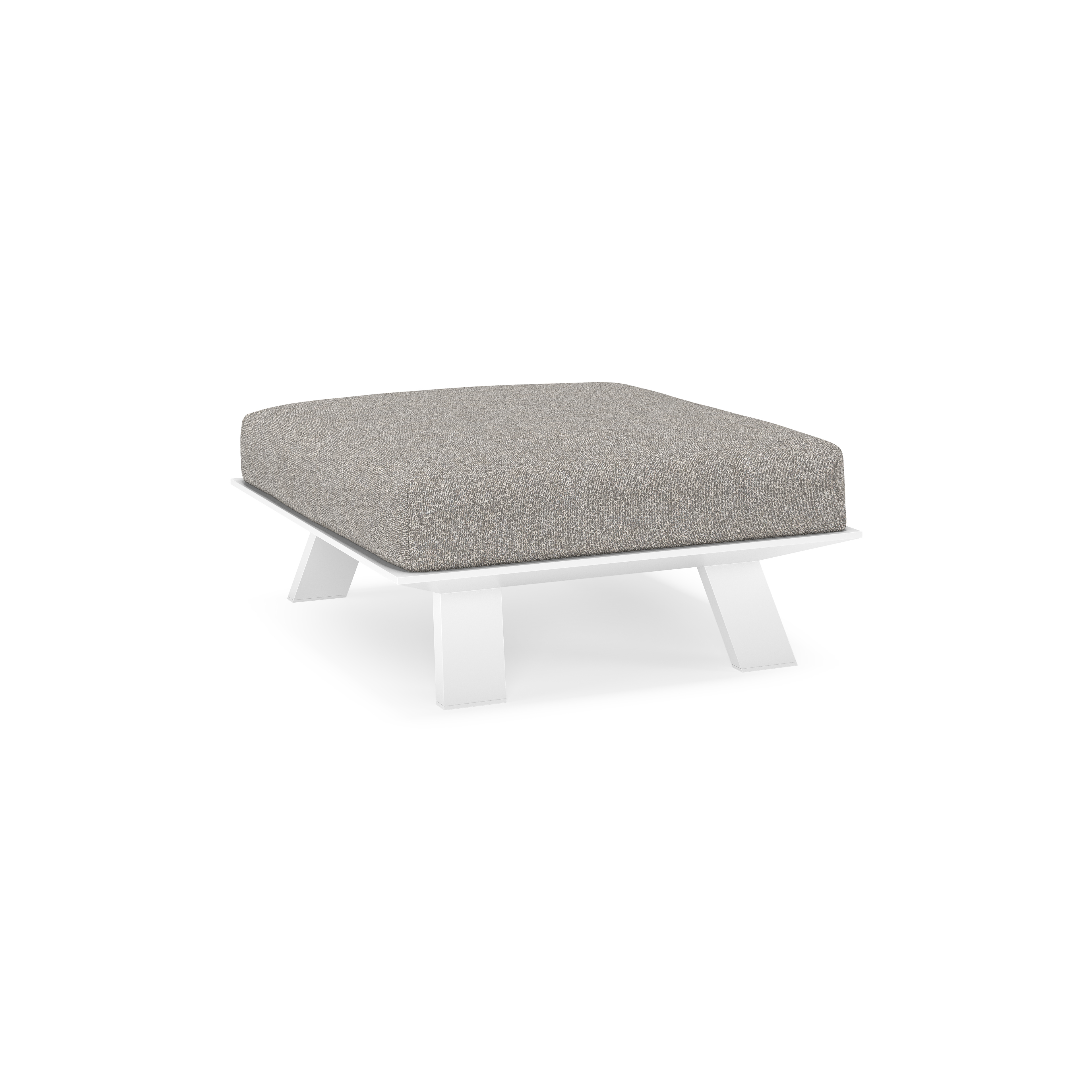 Pouf Cesano en aluminium blanc et coussin en All Weather Sunbrella® luxe tundra charcoal