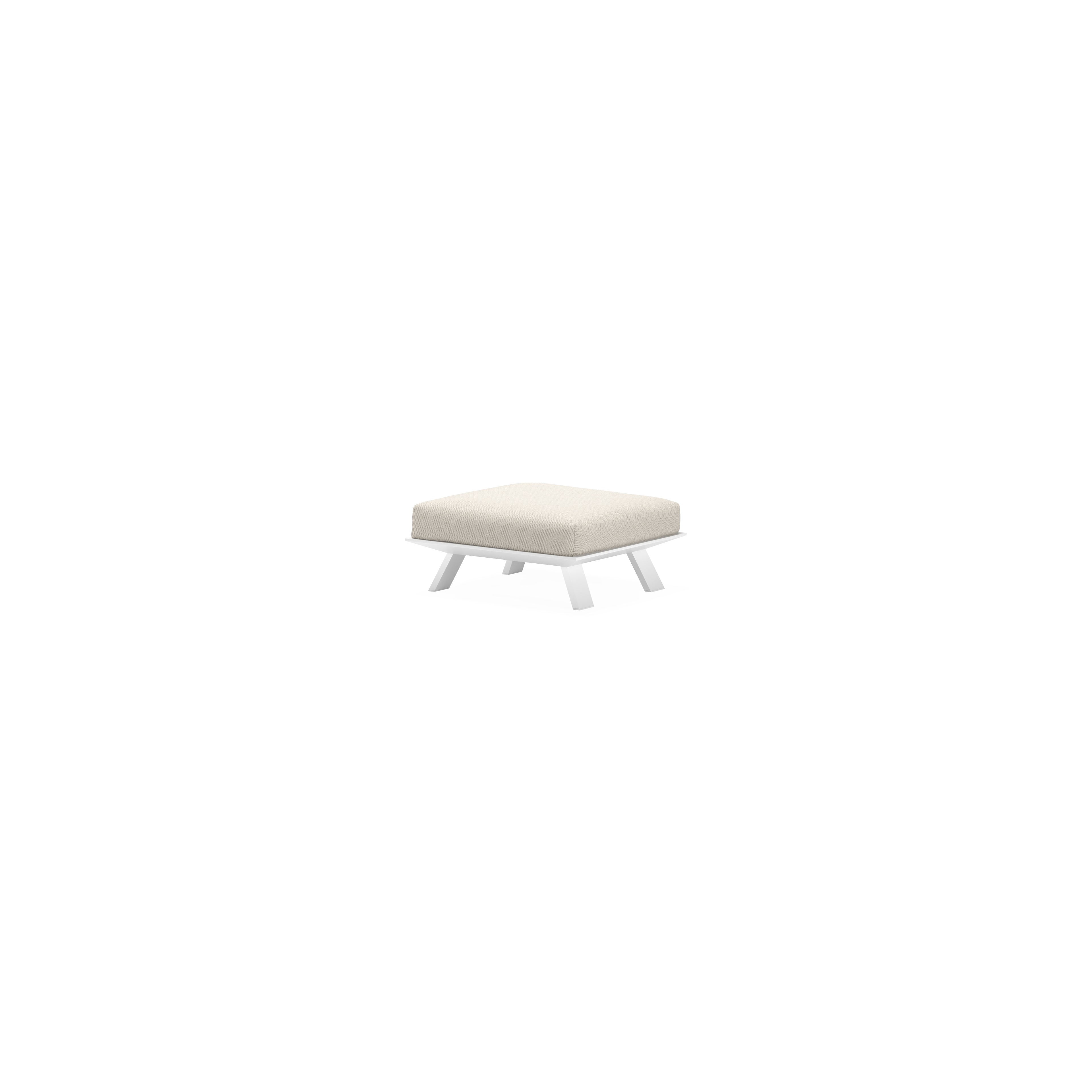 Pouf Cesano en aluminium blanc avec coussin en All Weather Sunbrella® luxe lopi marble