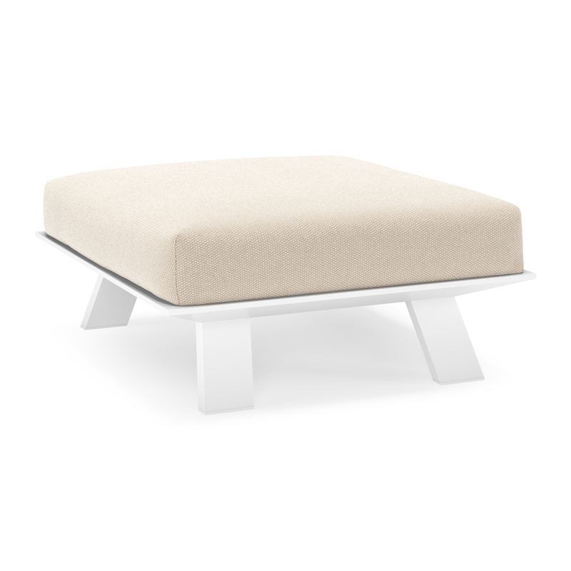 Pouf Cesano en aluminium blanc et coussin en all weather Sunbrella® luxe lopi antique