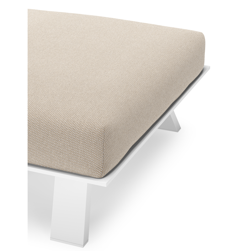 Pouf Cesano en aluminium blanc et coussin en all weather Sunbrella® luxe lopi antique