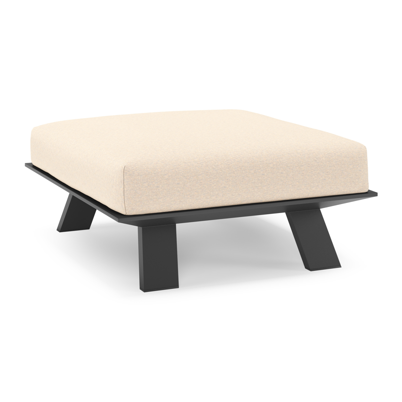 Cesano poef in zwart aluminium met heritage papyrus all weather Sunbrella® luxe kussen
