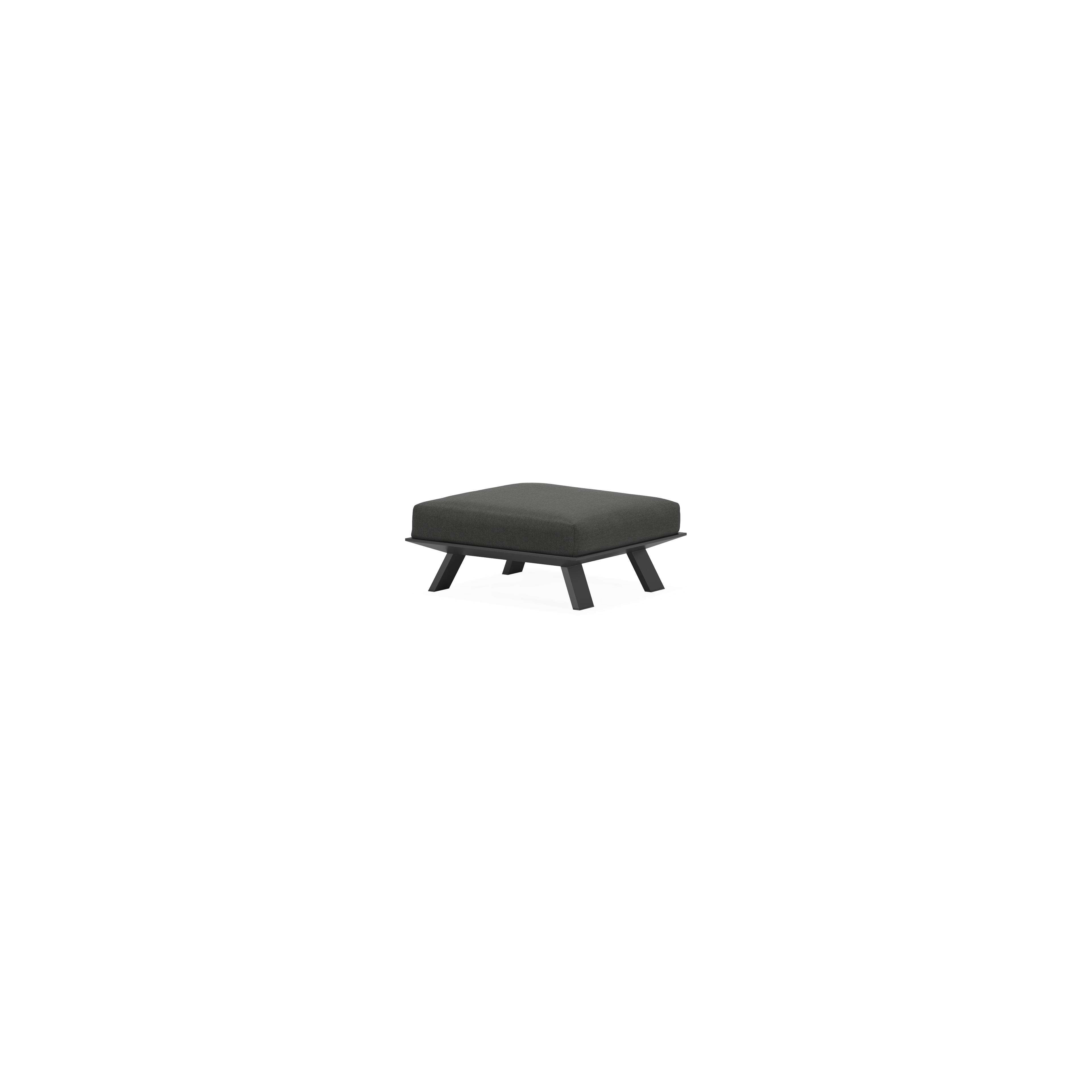 Pouf Cesano en aluminium noir avec coussin en All Weather Sunbrella® luxe chartres sooty