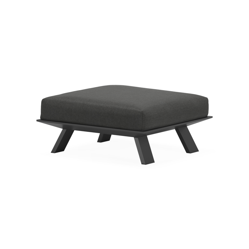 Cesano poef in zwart aluminium met chartres sooty all weather sunbrella® luxe kussen