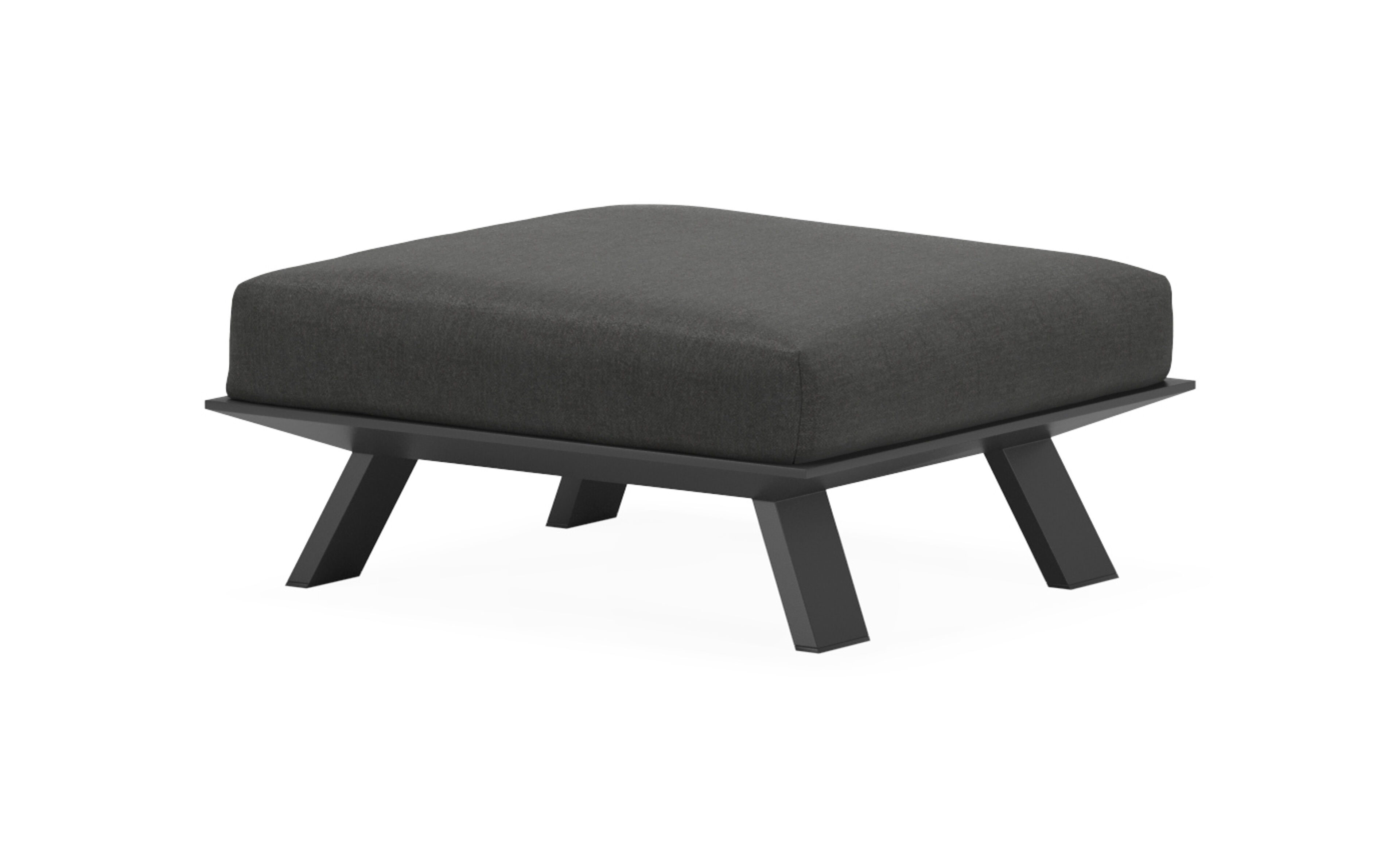 Cesano poef in zwart aluminium met chartres sooty all weather sunbrella® luxe kussen