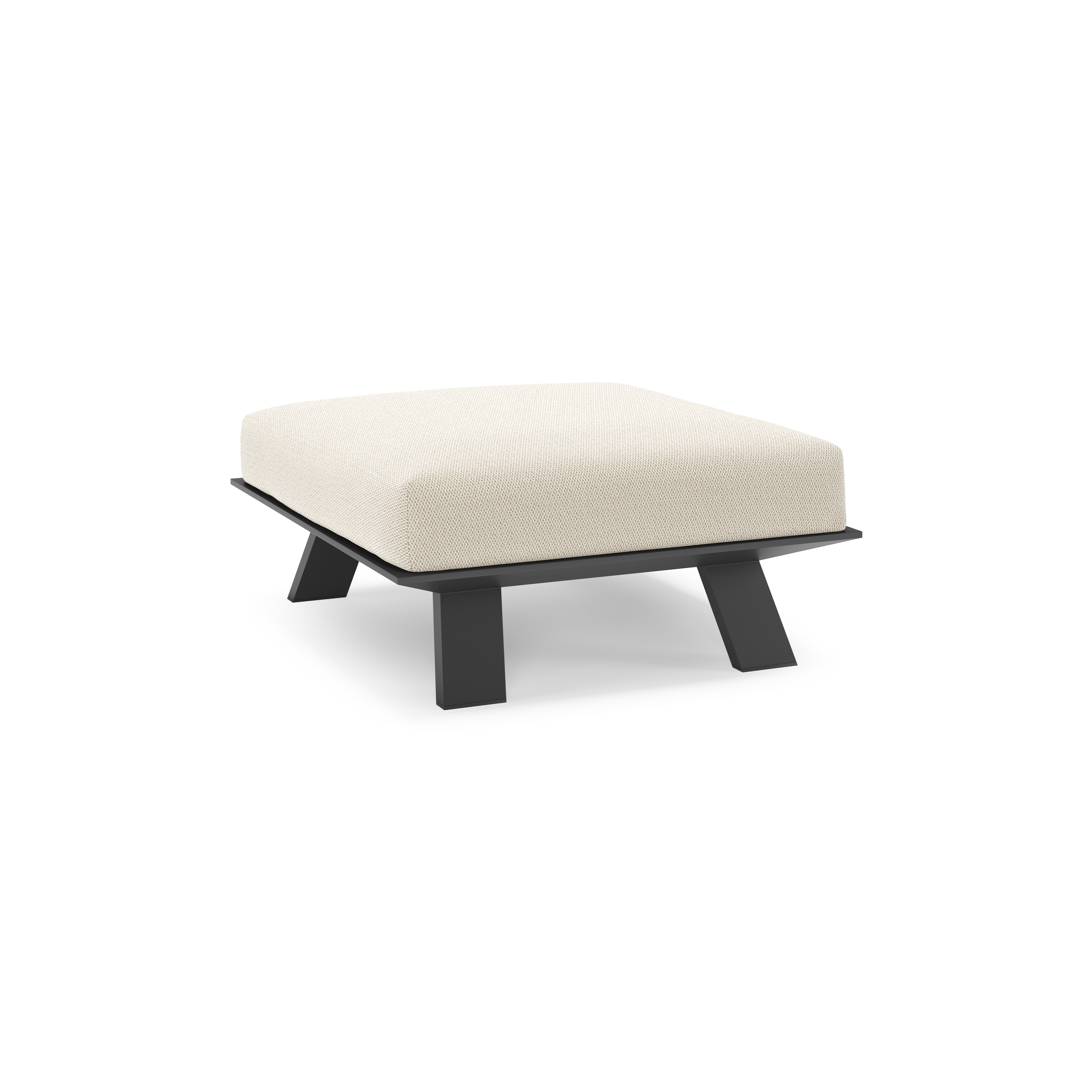 Pouf Cesano en aluminium noir et coussin en all weather Sunbrella® luxe lopi marble