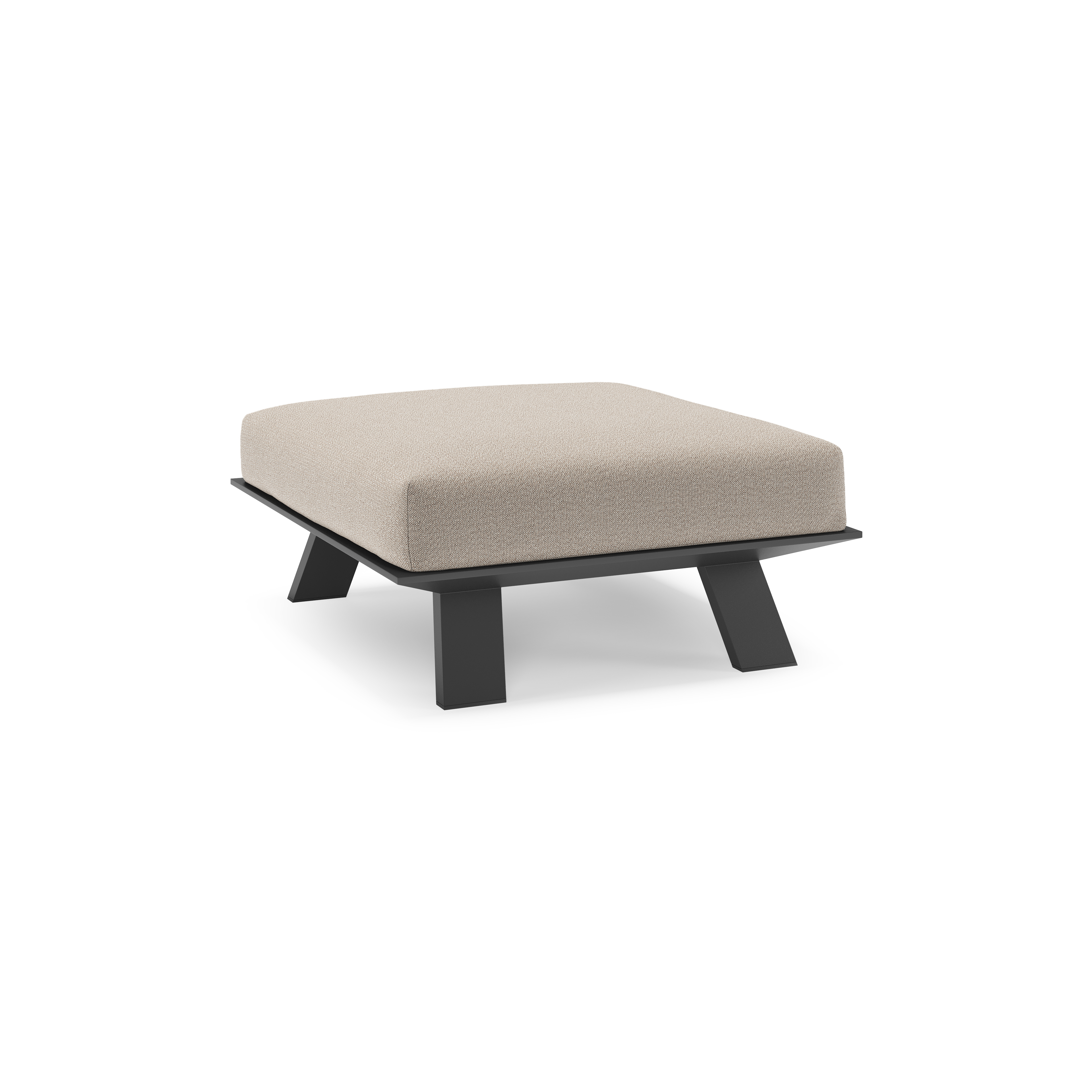 Cesano poef in zwart aluminium met savane coconut All Weather Sunbrella® luxe kussen