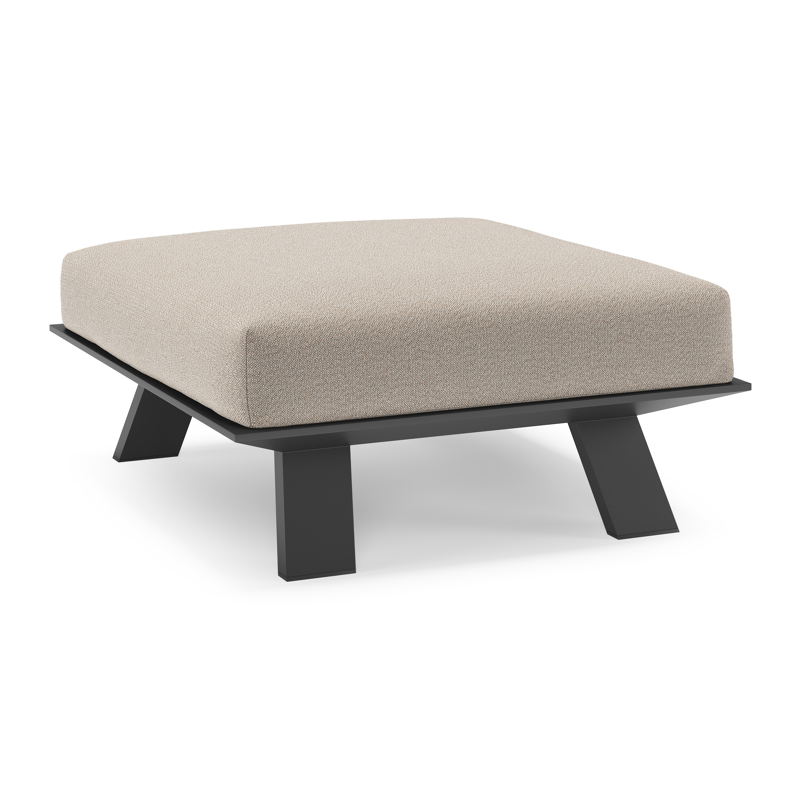 Pouf Cesano en aluminium noir et coussin en all weather Sunbrella® luxe savane coconut