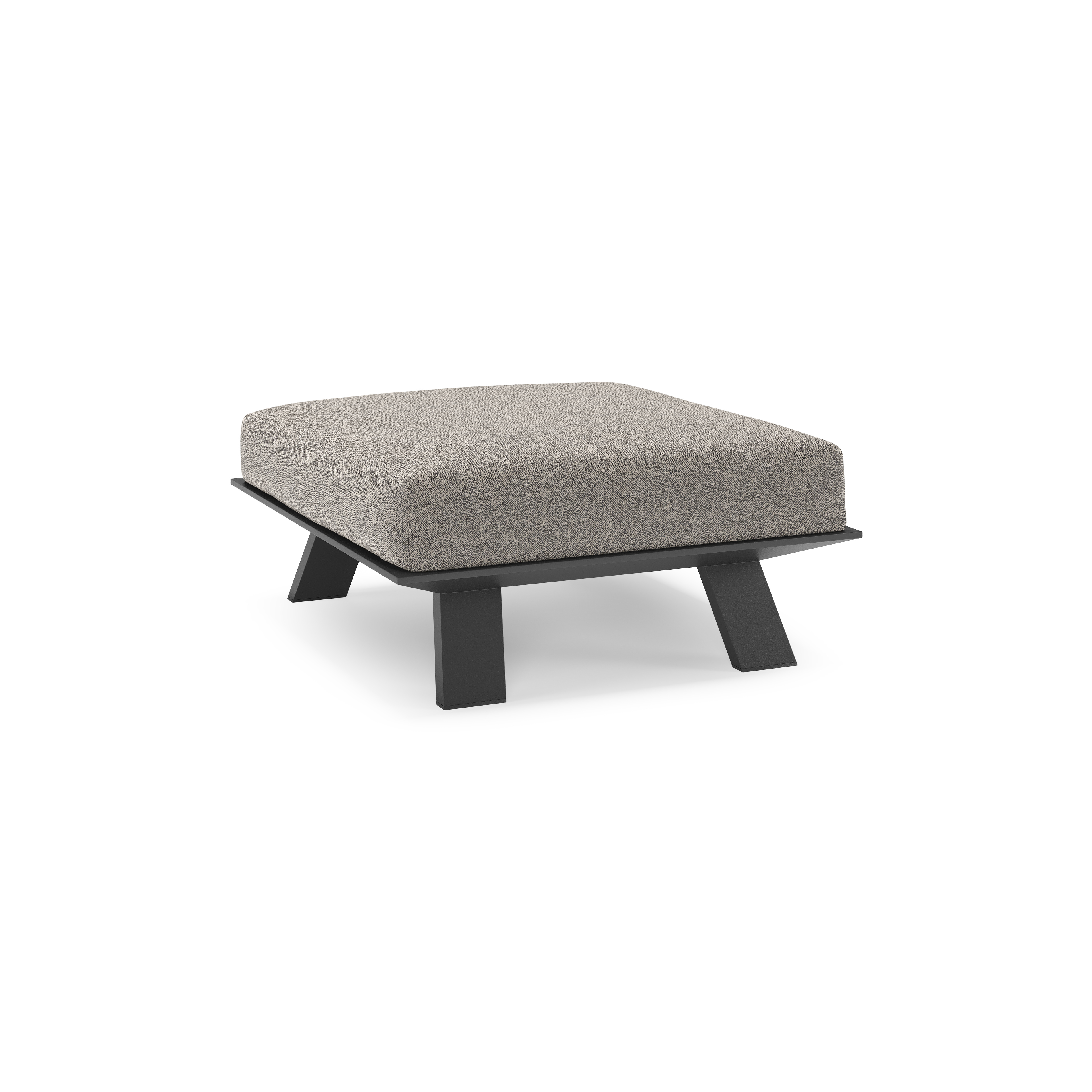 Pouf Cesano en aluminium noir et coussin en all weather Sunbrella® luxe chartres drizzle