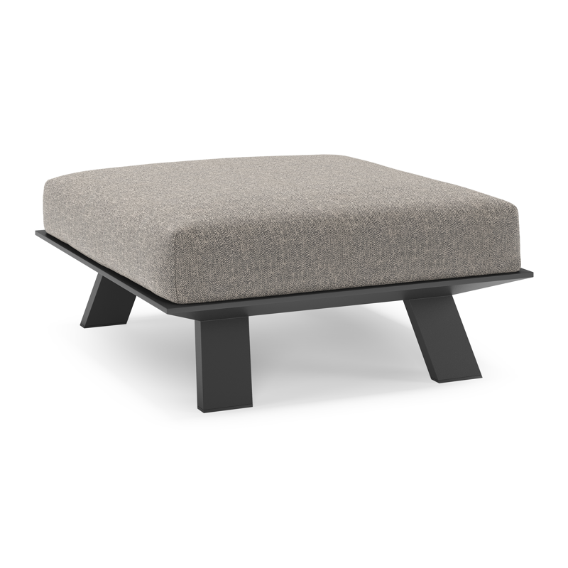 Cesano poef in zwart aluminium met chartres drizzle all weather Sunbrella® luxe kussen