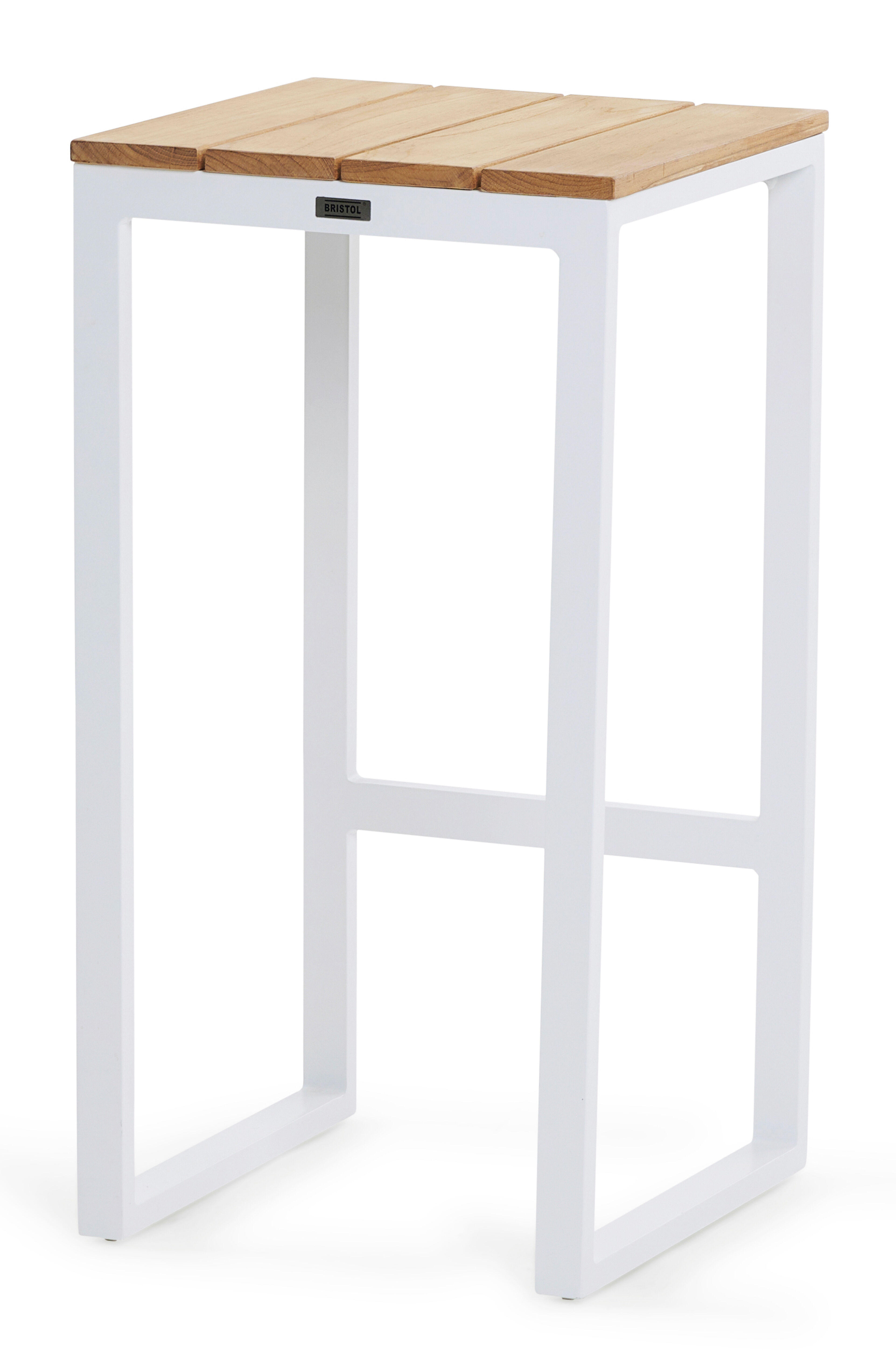 Verato barstoel in wit aluminium en naturel teak