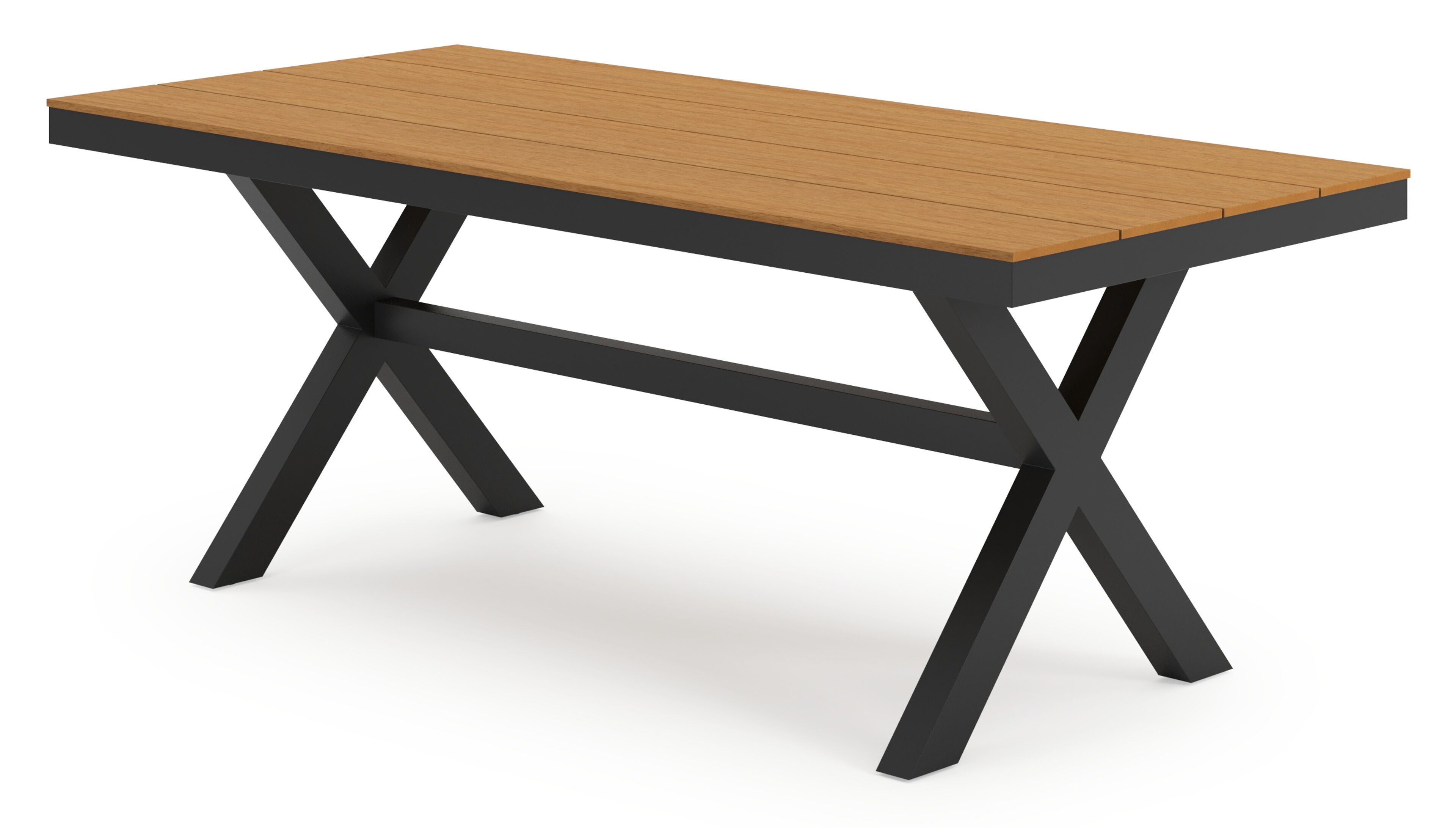 Table de jardin Bahia rectangulaire en aluminium noir et polywood - Lg. 200 x Lrg. 89 x Haut. 75 cm