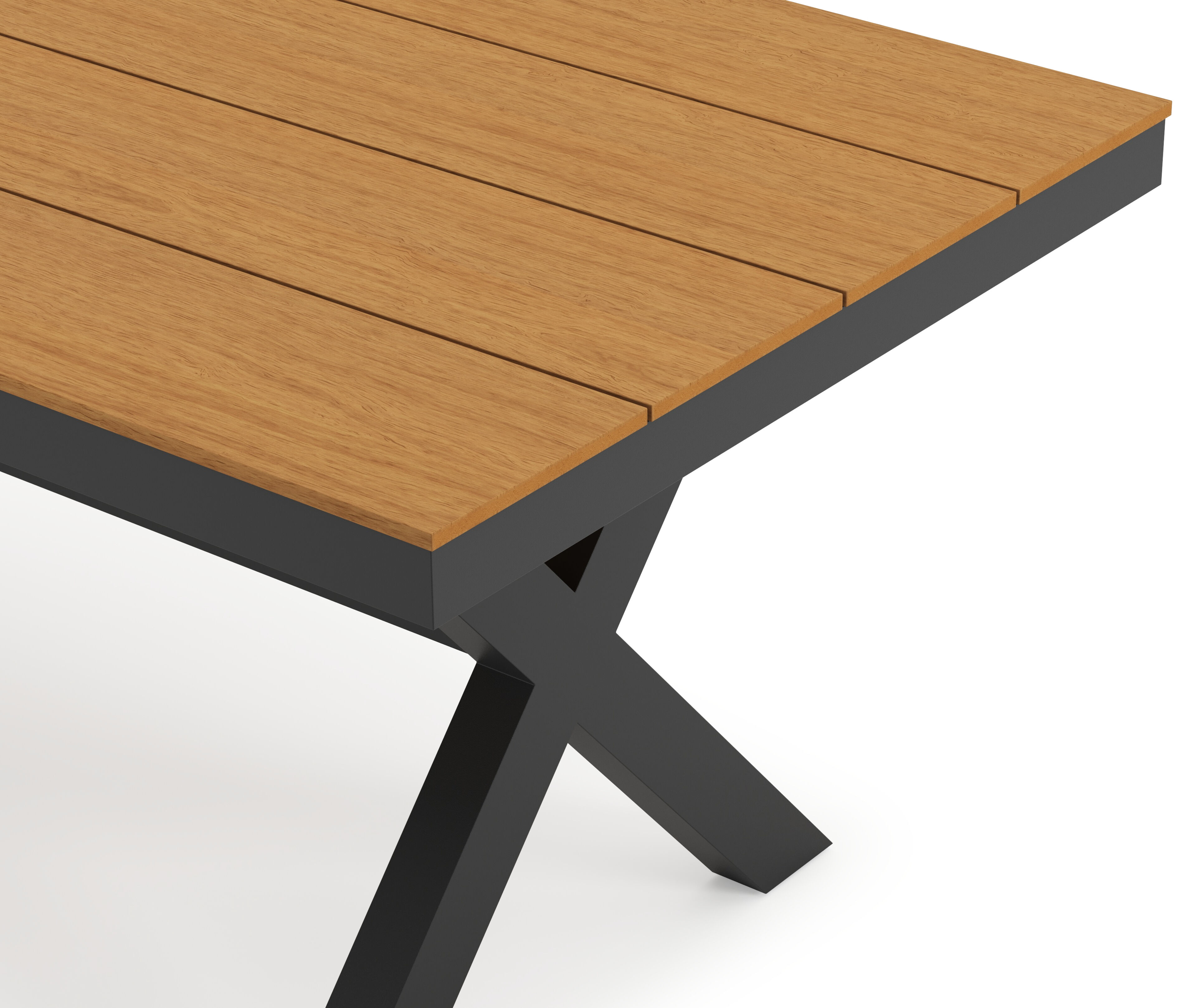 Table de jardin Bahia rectangulaire en aluminium noir et polywood - Lg. 200 x Lrg. 89 x Haut. 75 cm