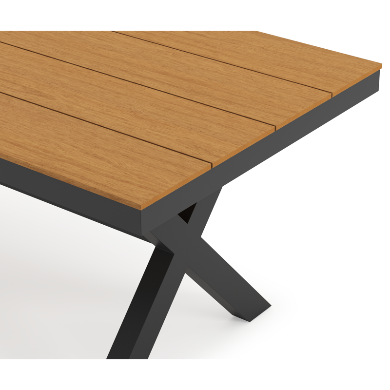 Bahia tuintafel rechthoekig in zwart aluminium en polywood - L 200 x B 89 x H 75 cm