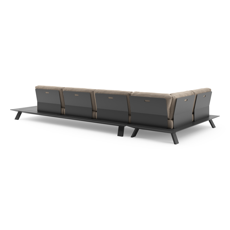 Salon de jardin d'angle Cesano en aluminium noir et coussin en all weather Solica firenze earth