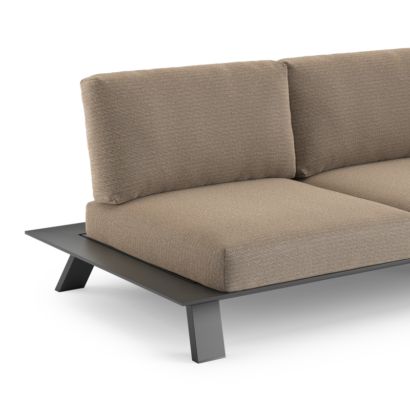 Salon de jardin d'angle Cesano en aluminium noir et coussin en all weather Solica firenze earth