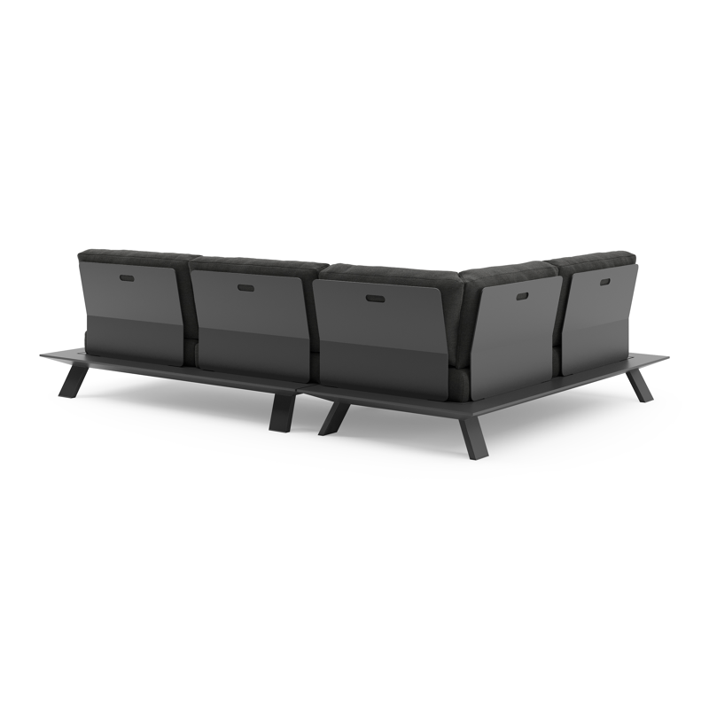 Salon de jardin d'angle Cesano en aluminium noir et coussin en All Weather Sunbrella® luxe chartres sooty