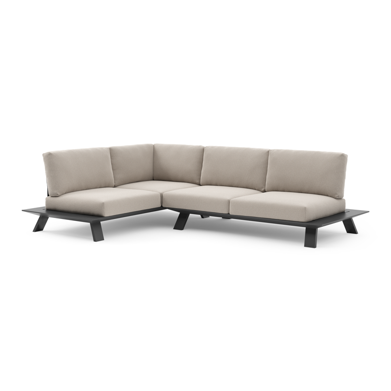 Cesano loungehoek in zwart aluminium met lopi fossil all weather Sunbrella® luxe kussen