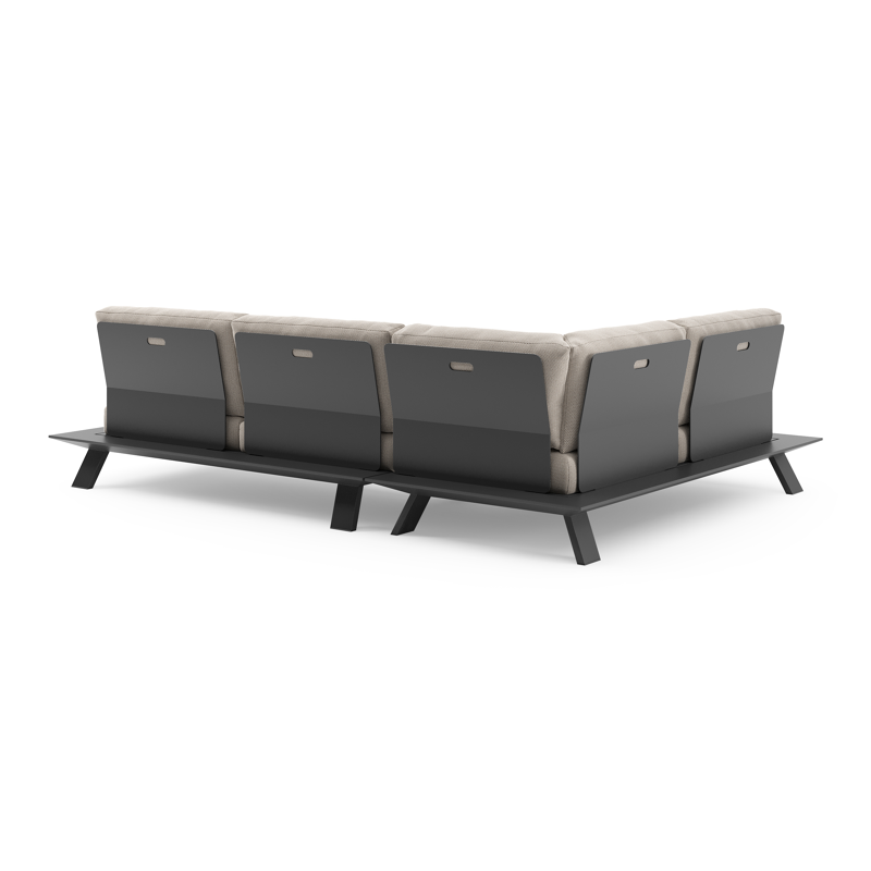 Cesano loungehoek in zwart aluminium met lopi fossil all weather Sunbrella® luxe kussen