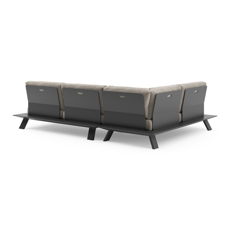 Cesano loungehoek in zwart aluminium met savane coconut all weather Sunbrella® luxe kussen