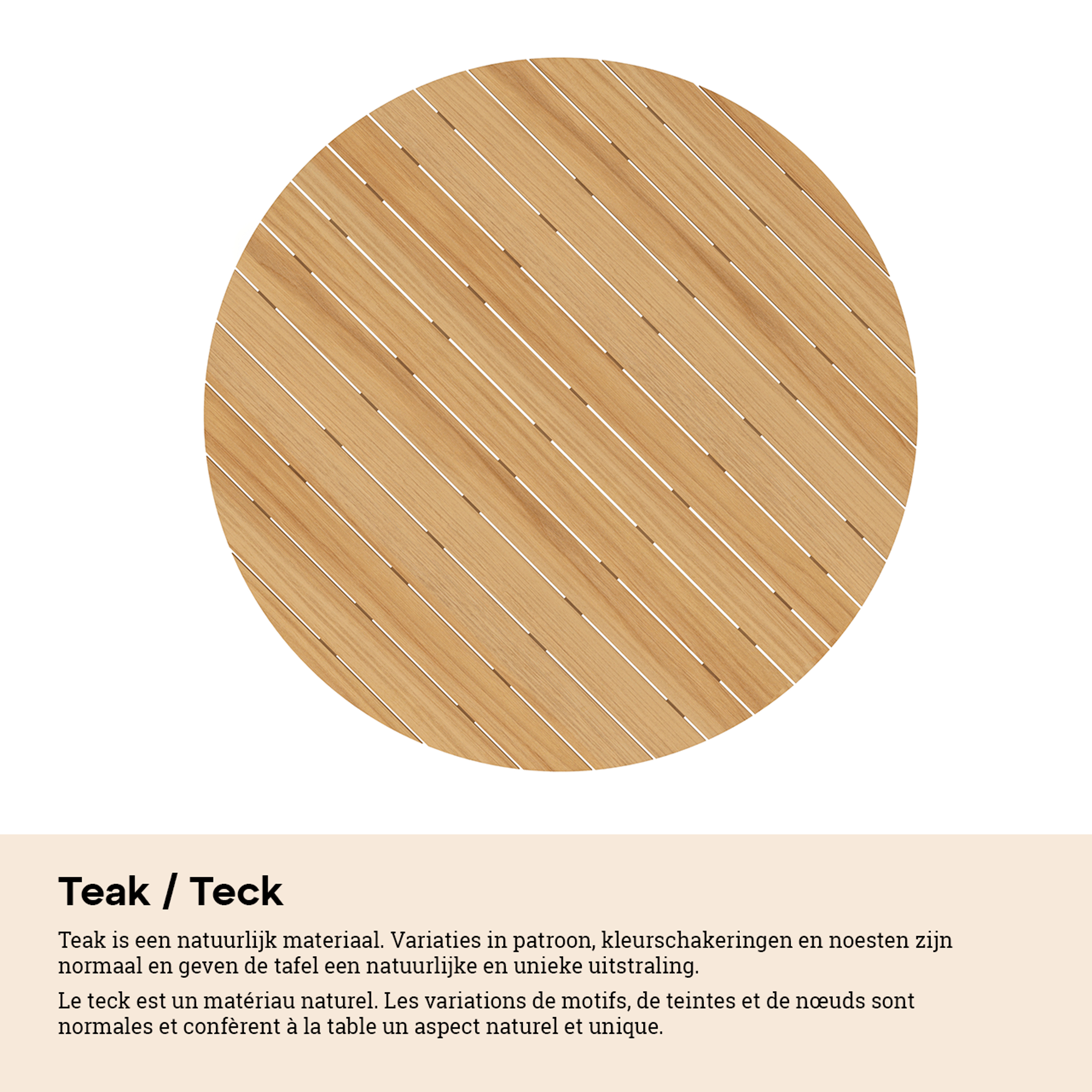 Table de pique-nique Rondino en aluminium noir et teck - Diam. 236 x Haut. 72 cm