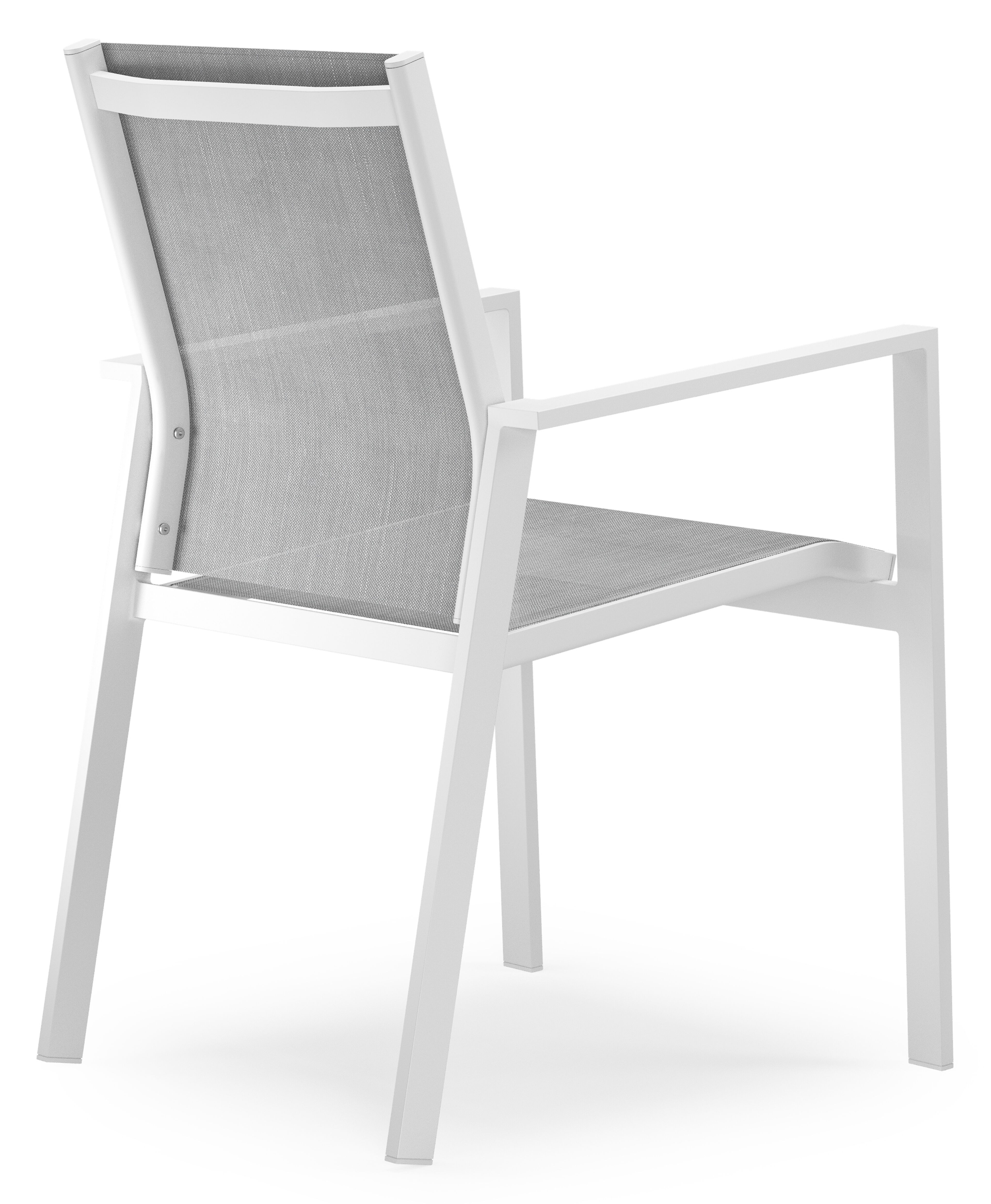 Chaise de jardin empilable Bahia in aluminium blanc et textilène gris