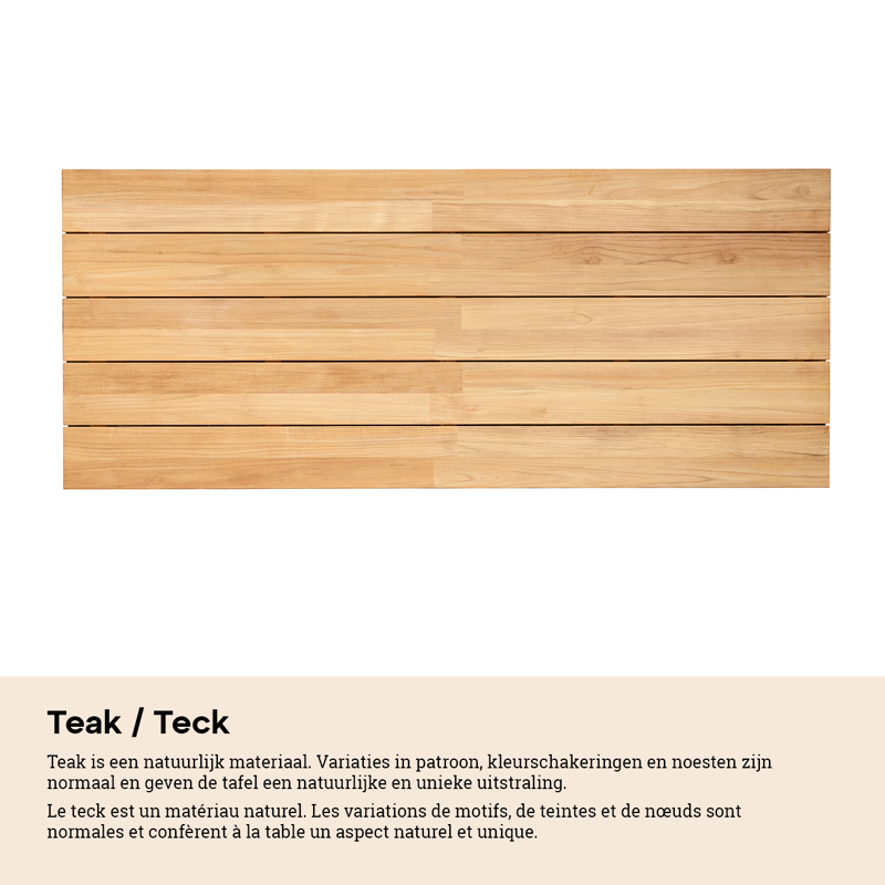 Table de jardin Como rectangulaire en aluminium noir et teck - Lg. 280 x Lrg. 110 x Haut. 75 cm