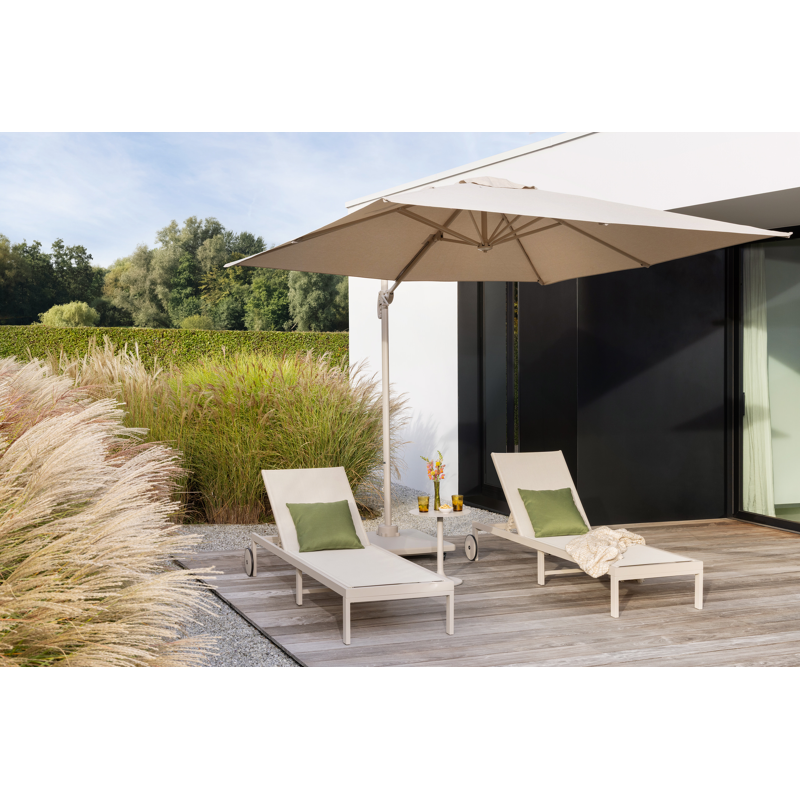 Alba verstelbaar ligbed in beige aluminium en beige single textileen