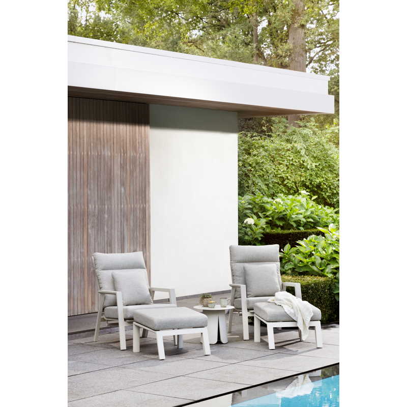 Table d'appoint Avila en aluminium beige - Diam. 45 x Haut. 39 cm