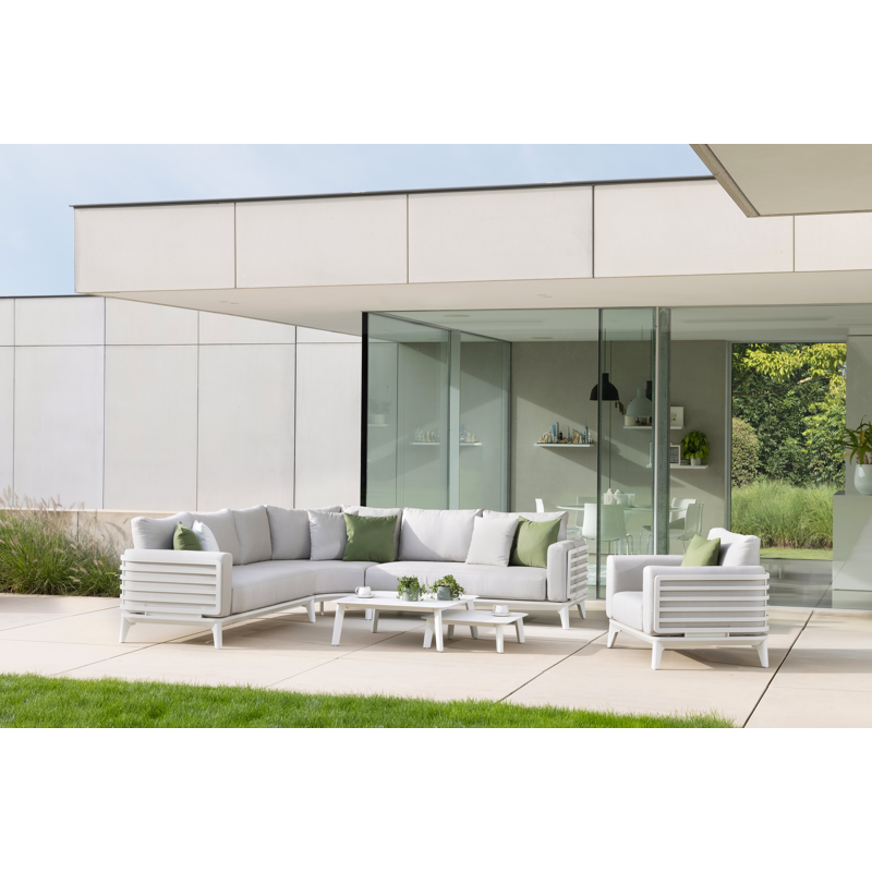 Mosa loungetafel in wit aluminium - L 64 x B 64 x H 21 cm