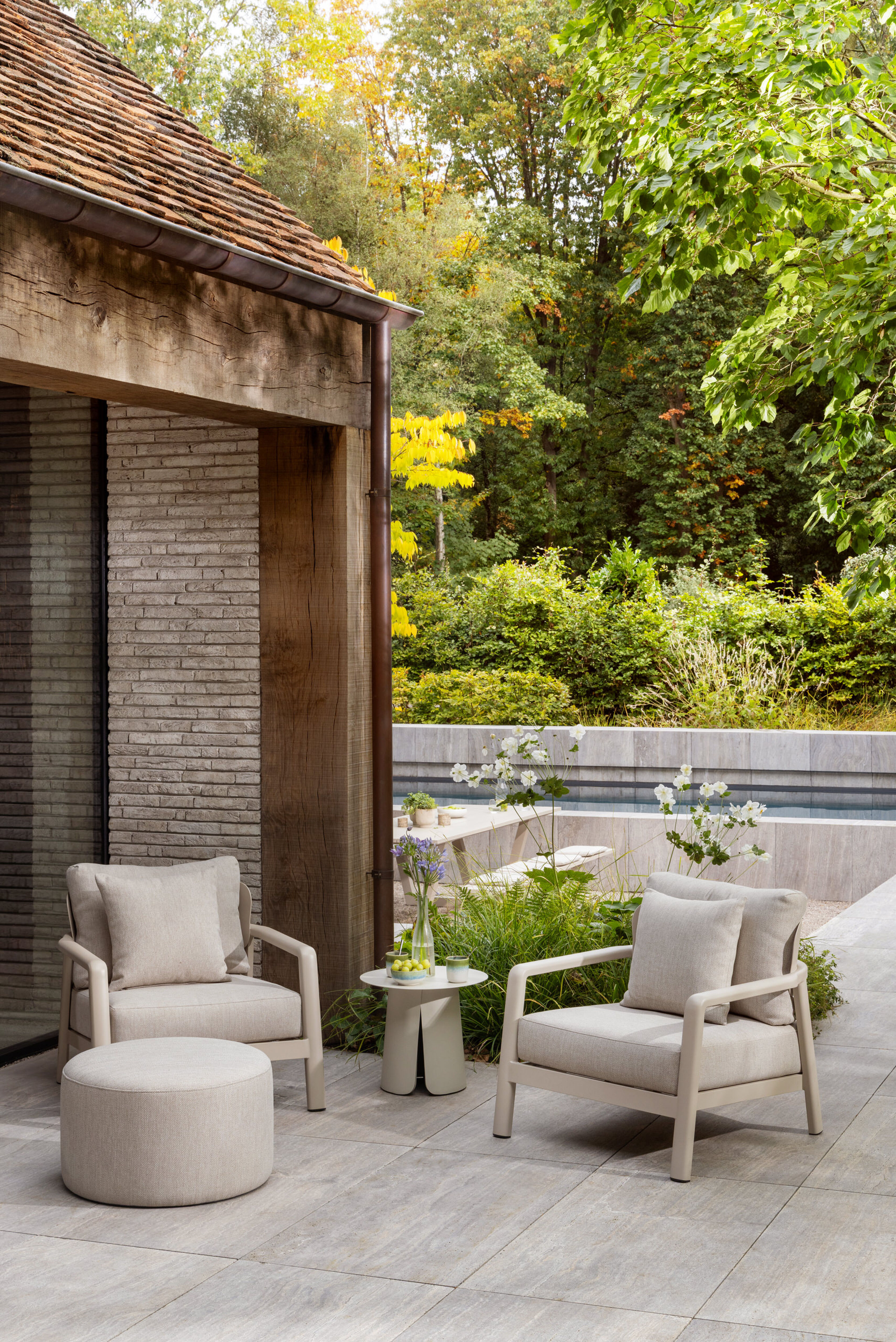Fauteuil de jardin Salamanca en aluminium beige et coussins en weather+ softtouch rustic