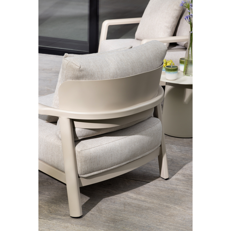 Fauteuil de jardin Salamanca en aluminium beige et coussins en weather+ softtouch rustic