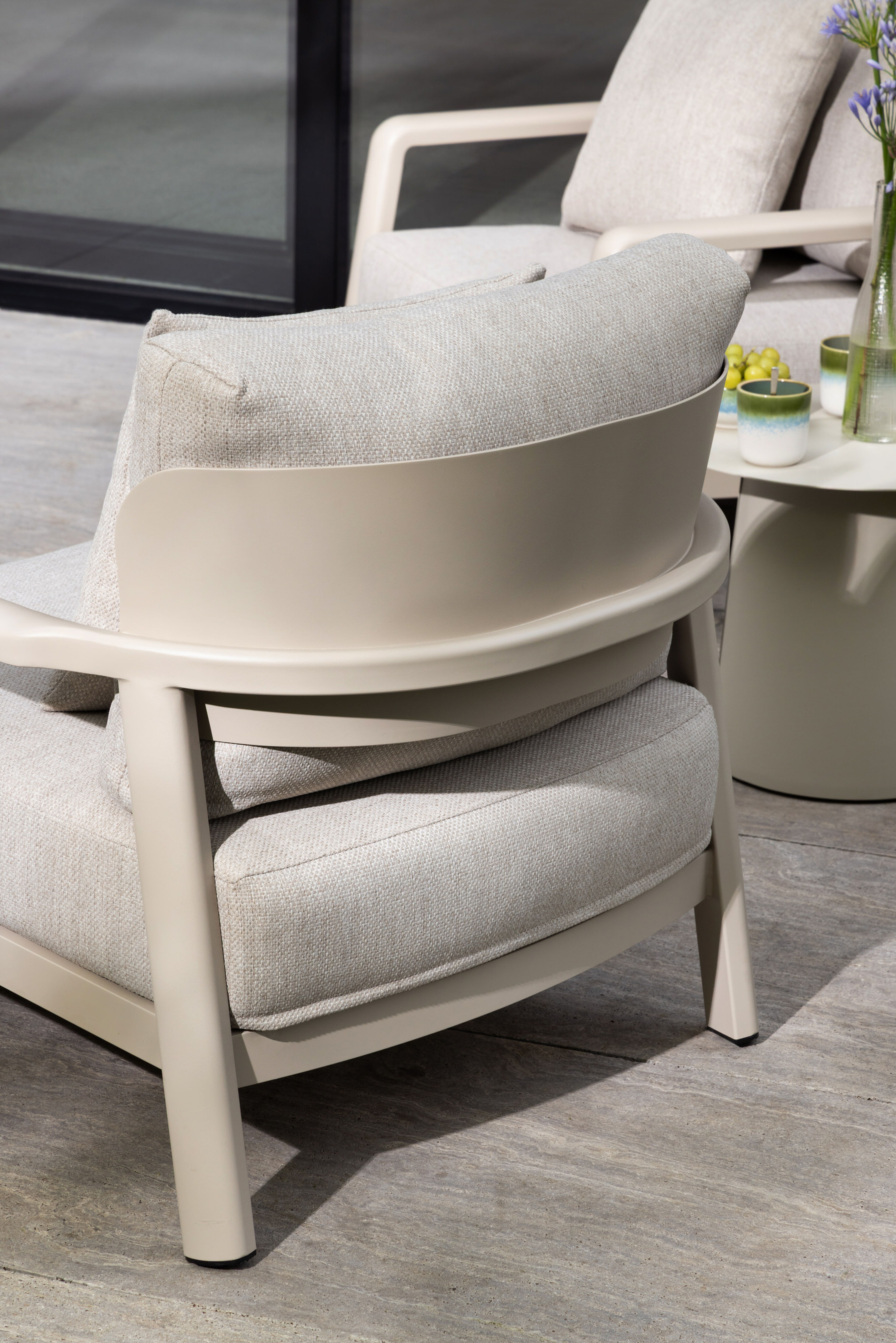 Fauteuil de jardin Salamanca en aluminium beige et coussins en weather+ softtouch rustic