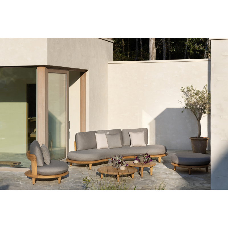Bomero loungebank in teak met firenze sand all weather solica kussen