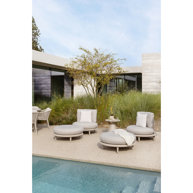 Fauteuil de jardin Bomero en aluminium beige et coussins en all weather solica firenze natural