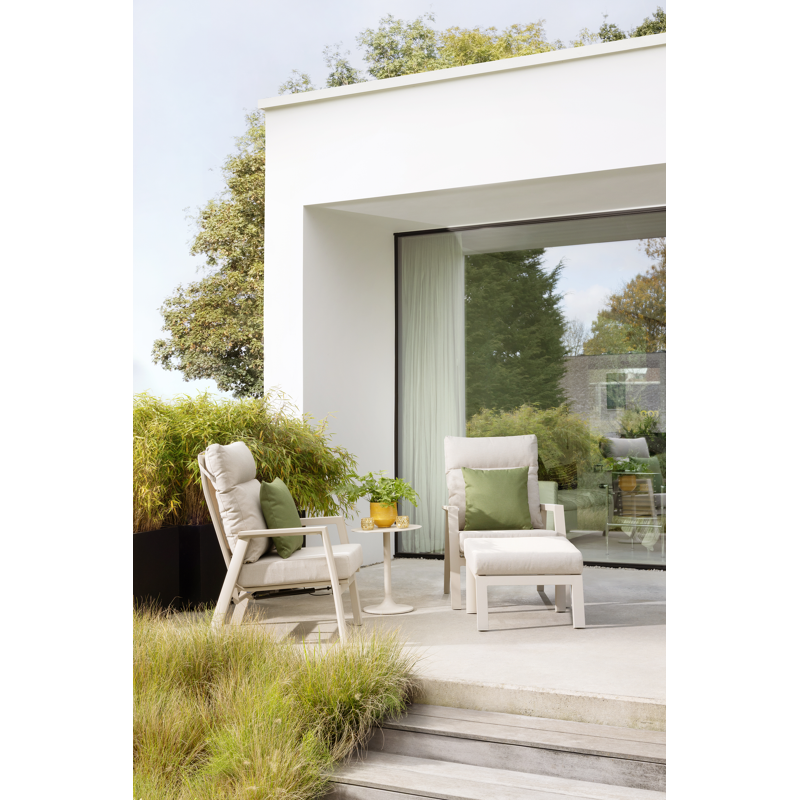 Fauteuil de jardin Mismo en aluminium beige et coussins en weather+ softtouch beige