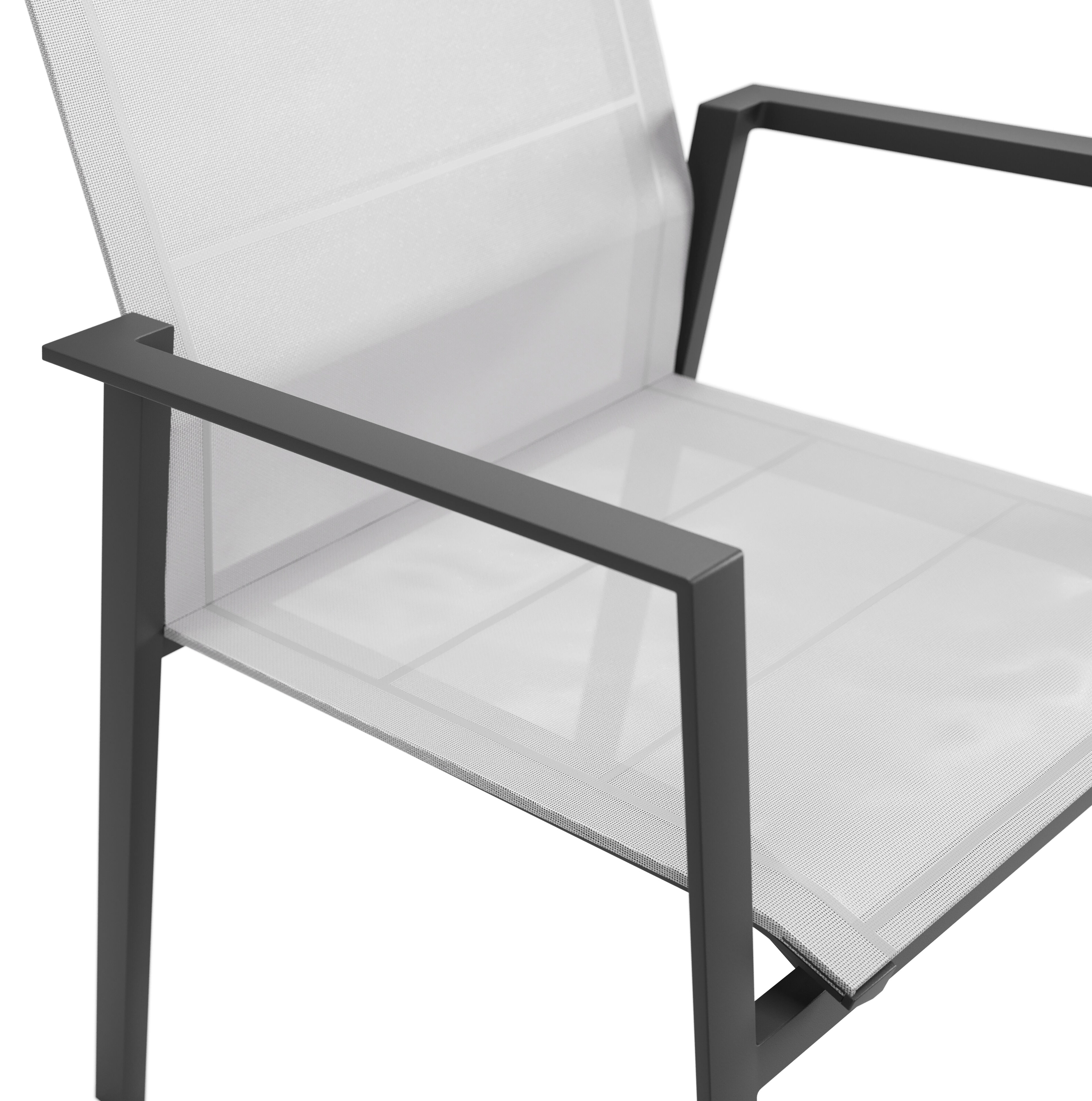 Chaise de jardin empilable Cirello in aluminium noir et textilène gris