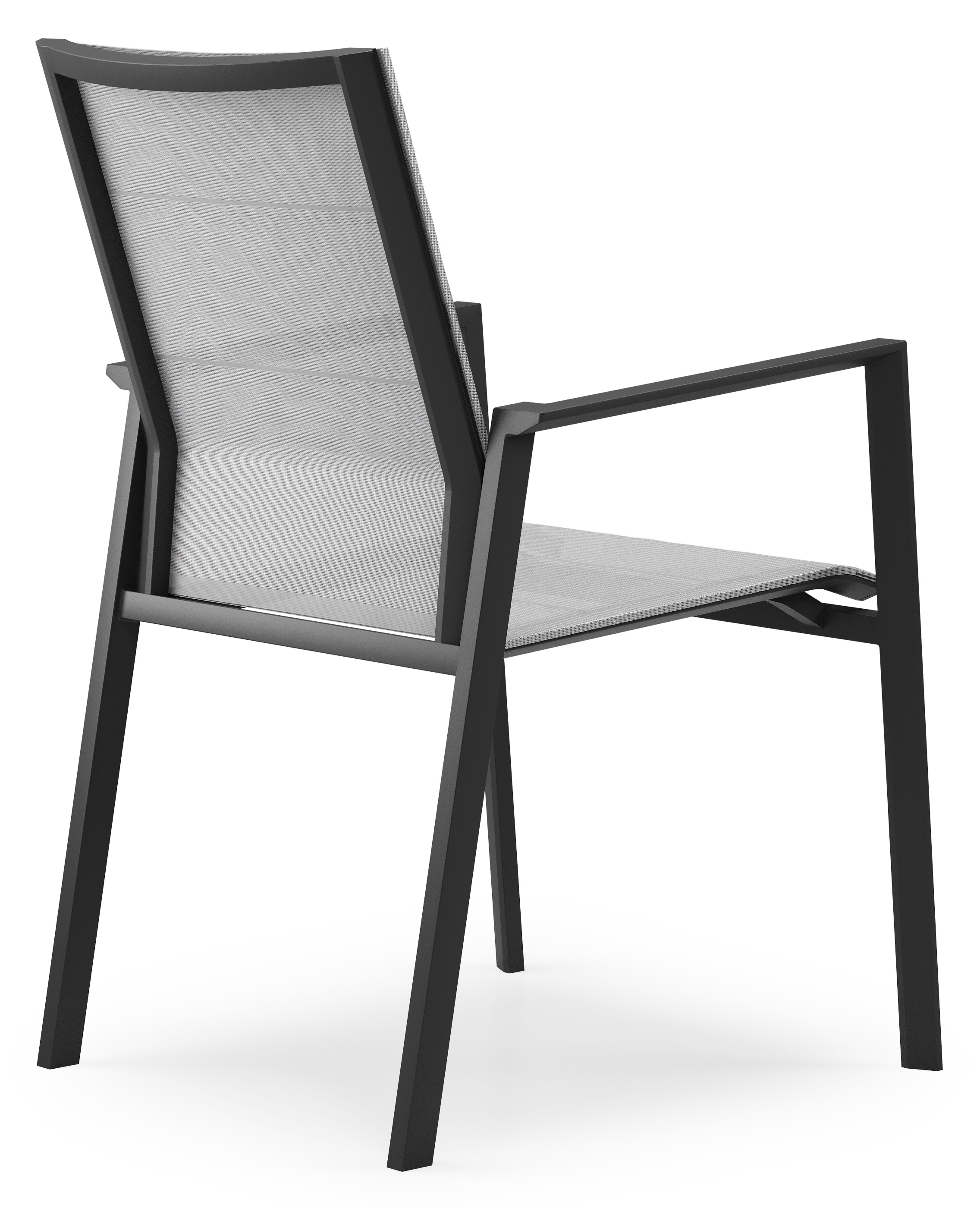 Chaise de jardin empilable Cirello in aluminium noir et textilène gris