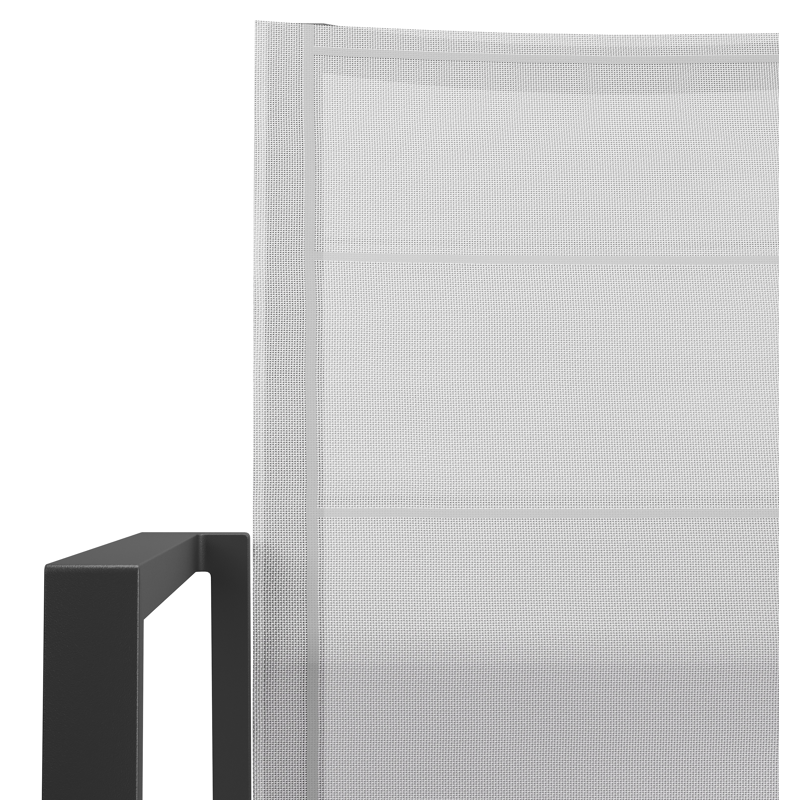 Cirello stapelbare tuinstoel in zwart aluminium en grijs textilene