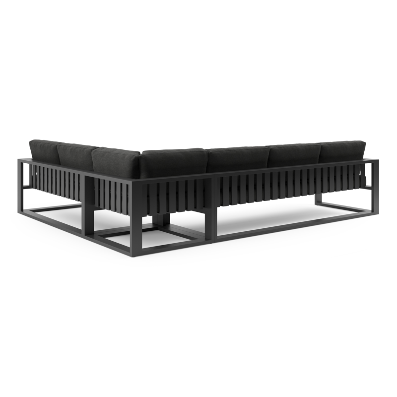 Verato loungehoek in zwart aluminium met chartres sooty all weather sunbrella® luxe kussen