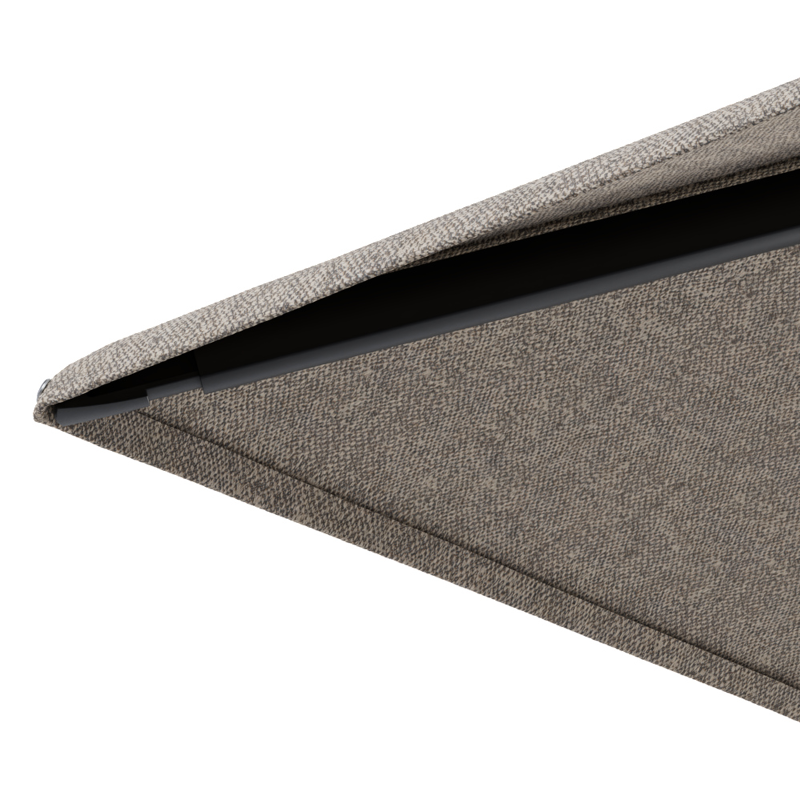 Minore zweefparasol met tiltfunctie in zwart aluminium en Chartres Pewter All Weather Sunbrella® Luxe parasoldoek - L1 280 x L2: 370 cm met parasolvoet Minore 260 kg met wielen