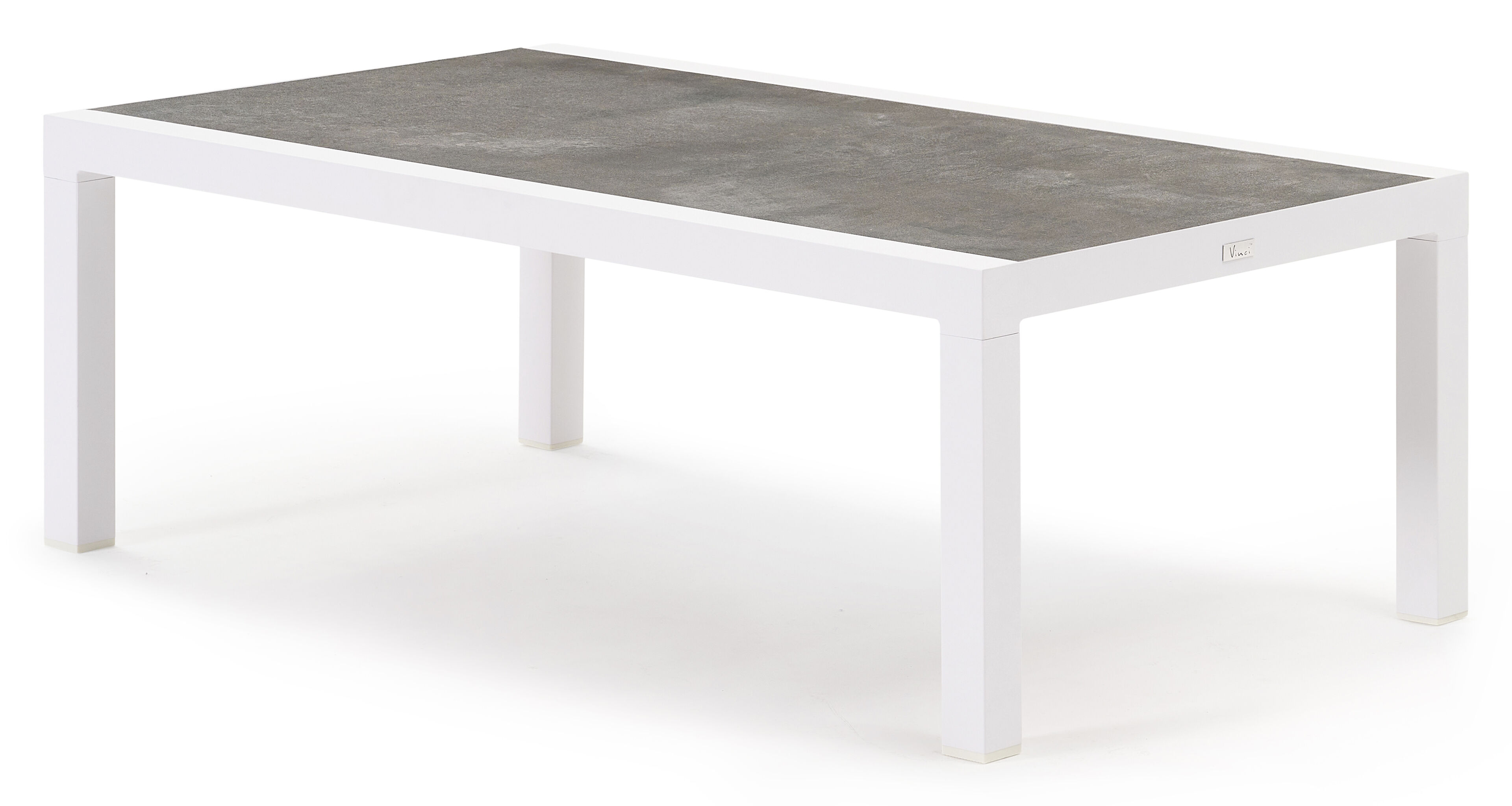 Alcudia loungetafel in wit aluminium en grijs volkeramiek - L 120 x B 70 x H 43 cm