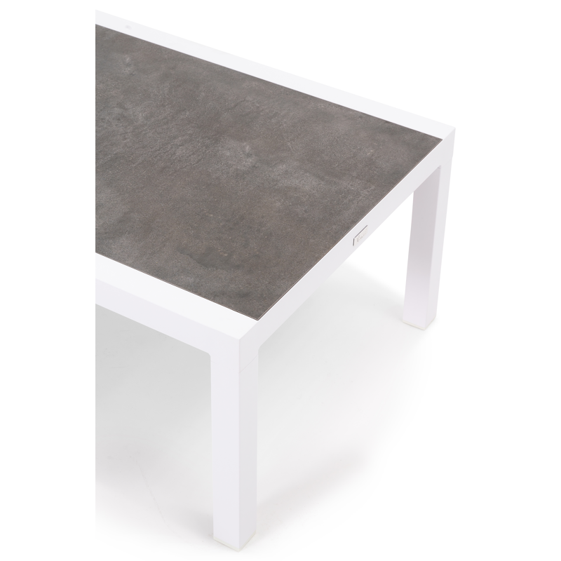 Alcudia loungetafel in wit aluminium en grijs volkeramiek - L 120 x B 70 x H 43 cm