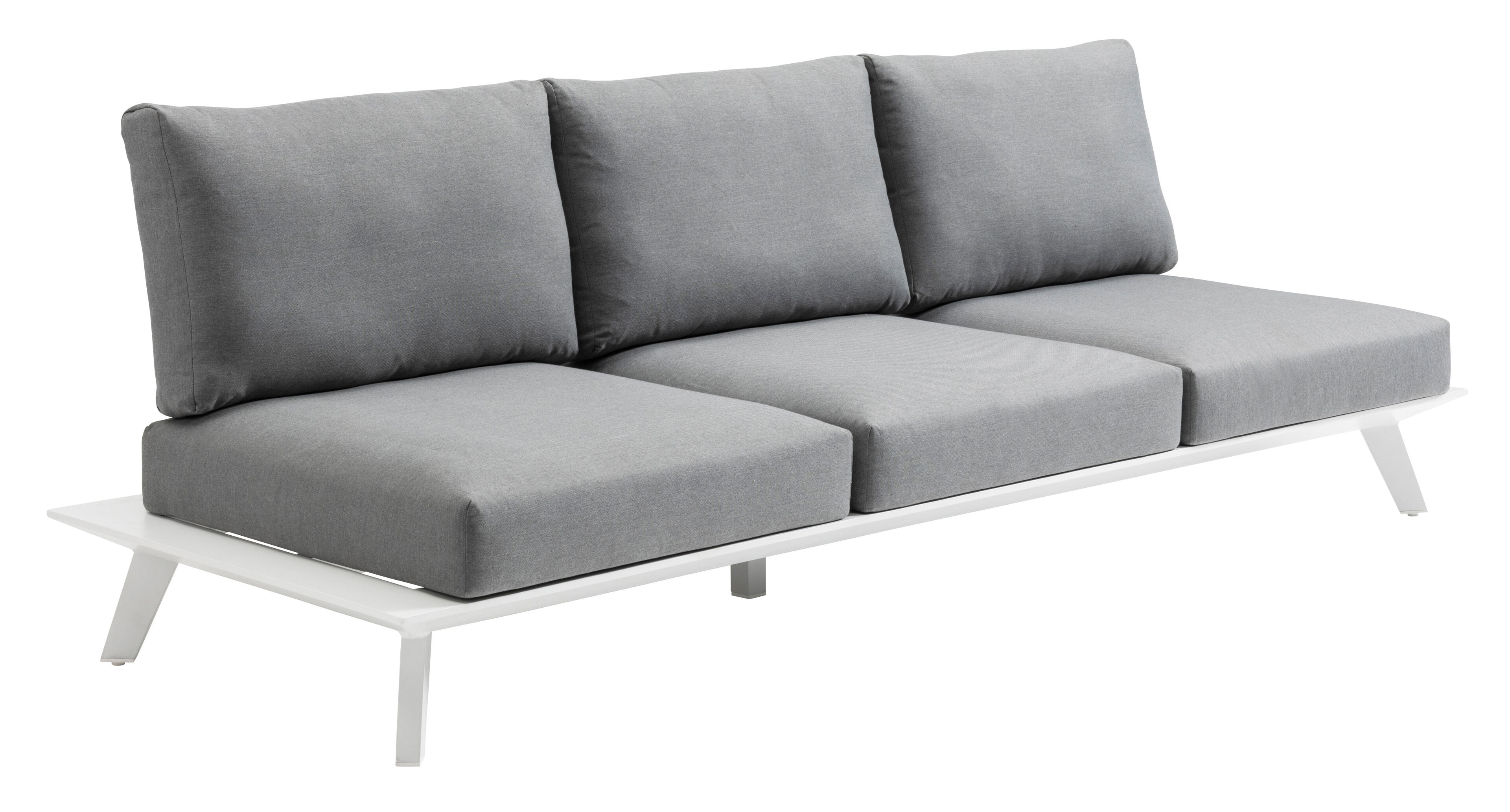 Canapé de jardin Puglia 3-pl en aluminium blanc avec coussin en weather+ softtouch gris
