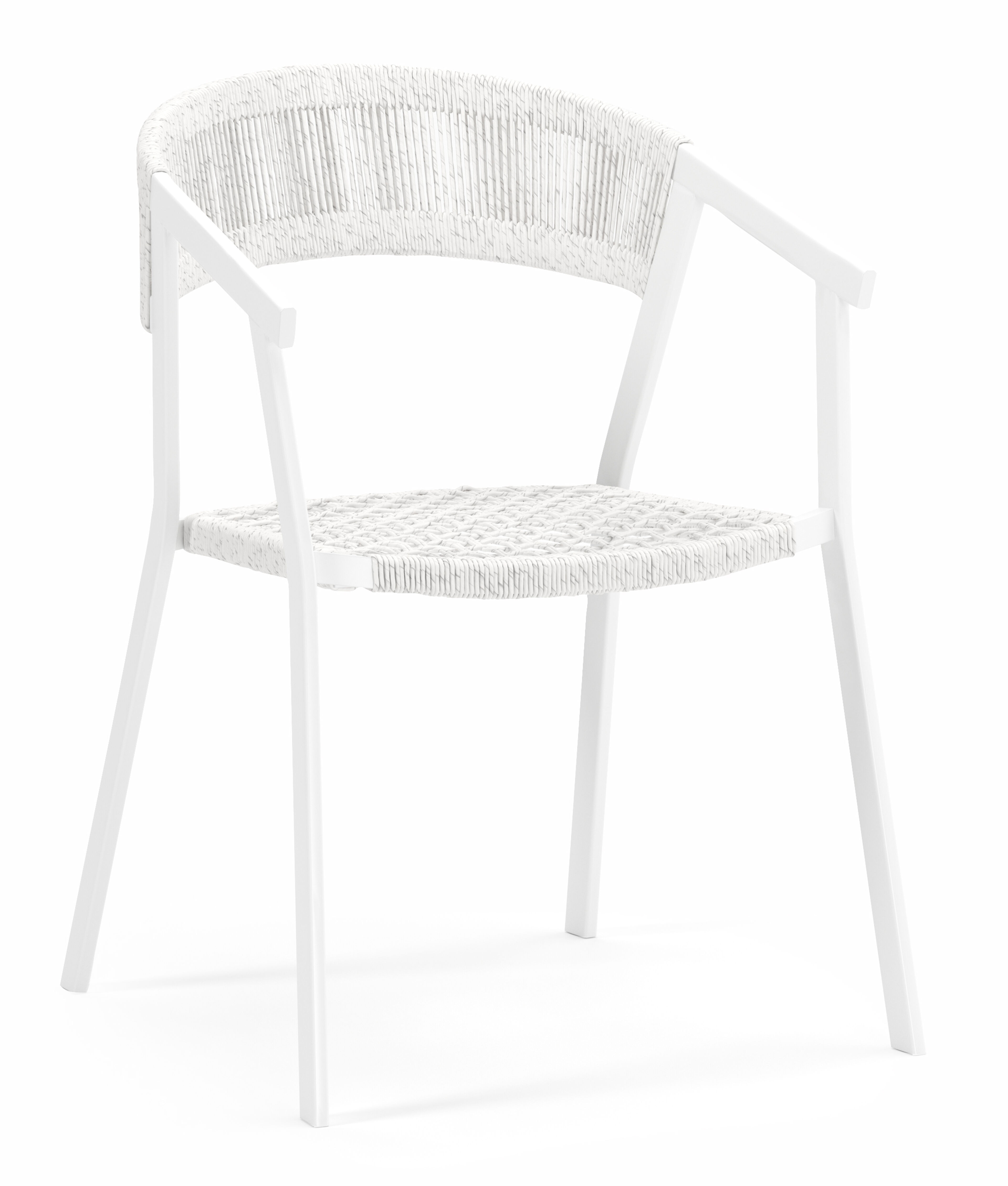 Viaro (Lacrima) stapelbare tuinstoel in wit aluminium en wit gedraaide ronde wicker
