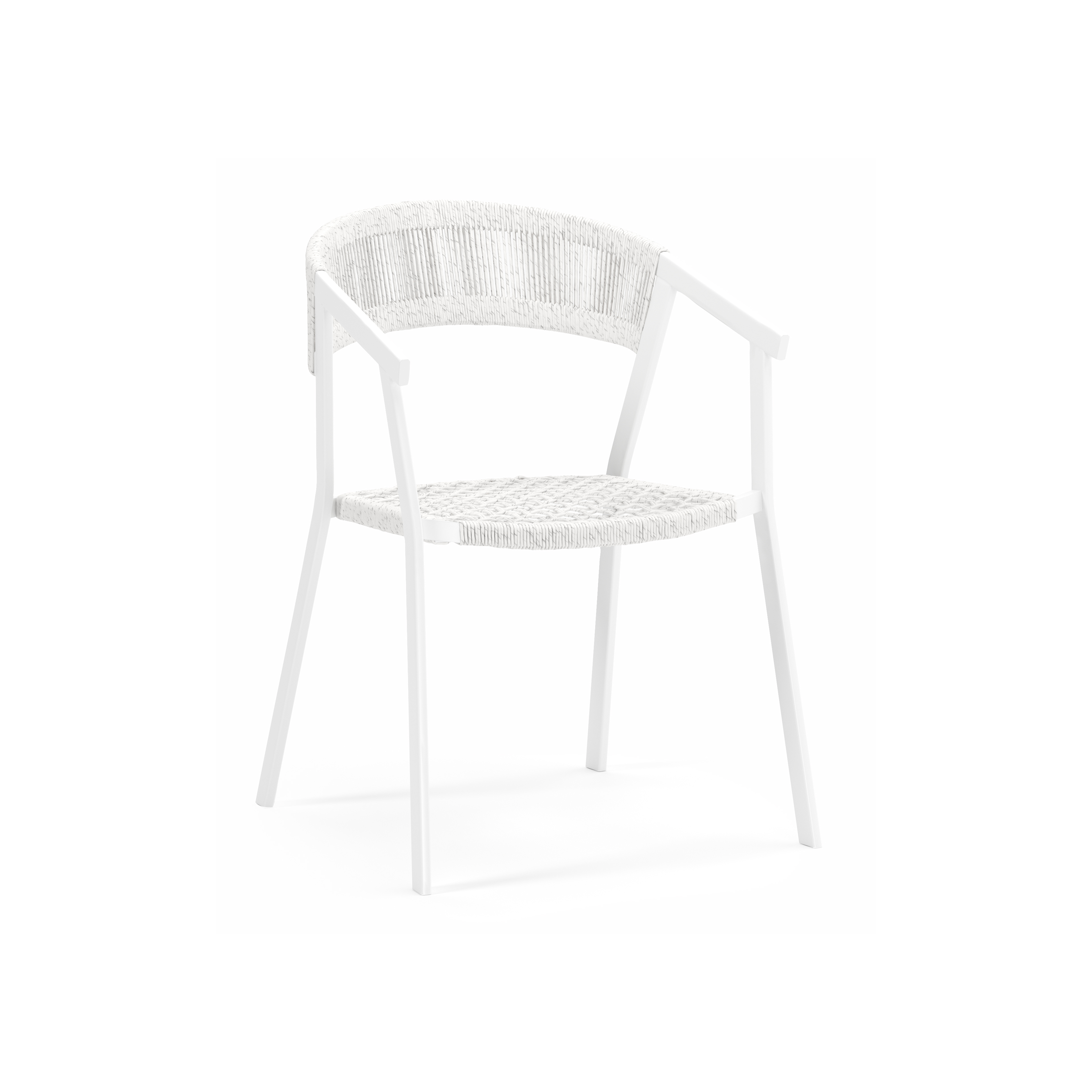 Viaro (Lacrima) stapelbare tuinstoel in wit aluminium en wit gedraaide ronde wicker