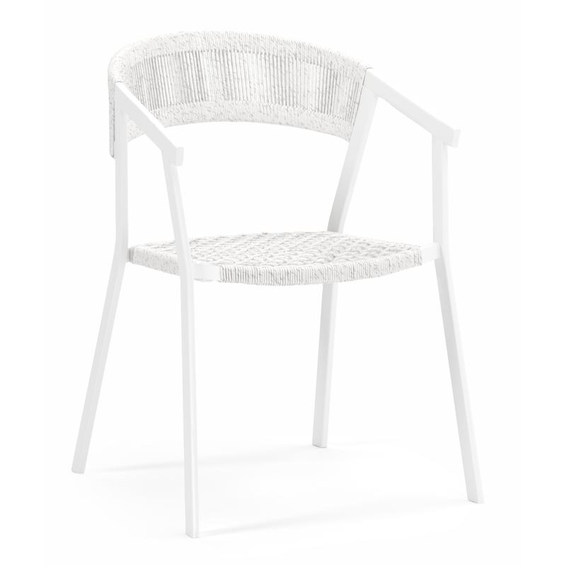 Viaro (Lacrima) stapelbare tuinstoel in wit aluminium en wit gedraaide ronde wicker