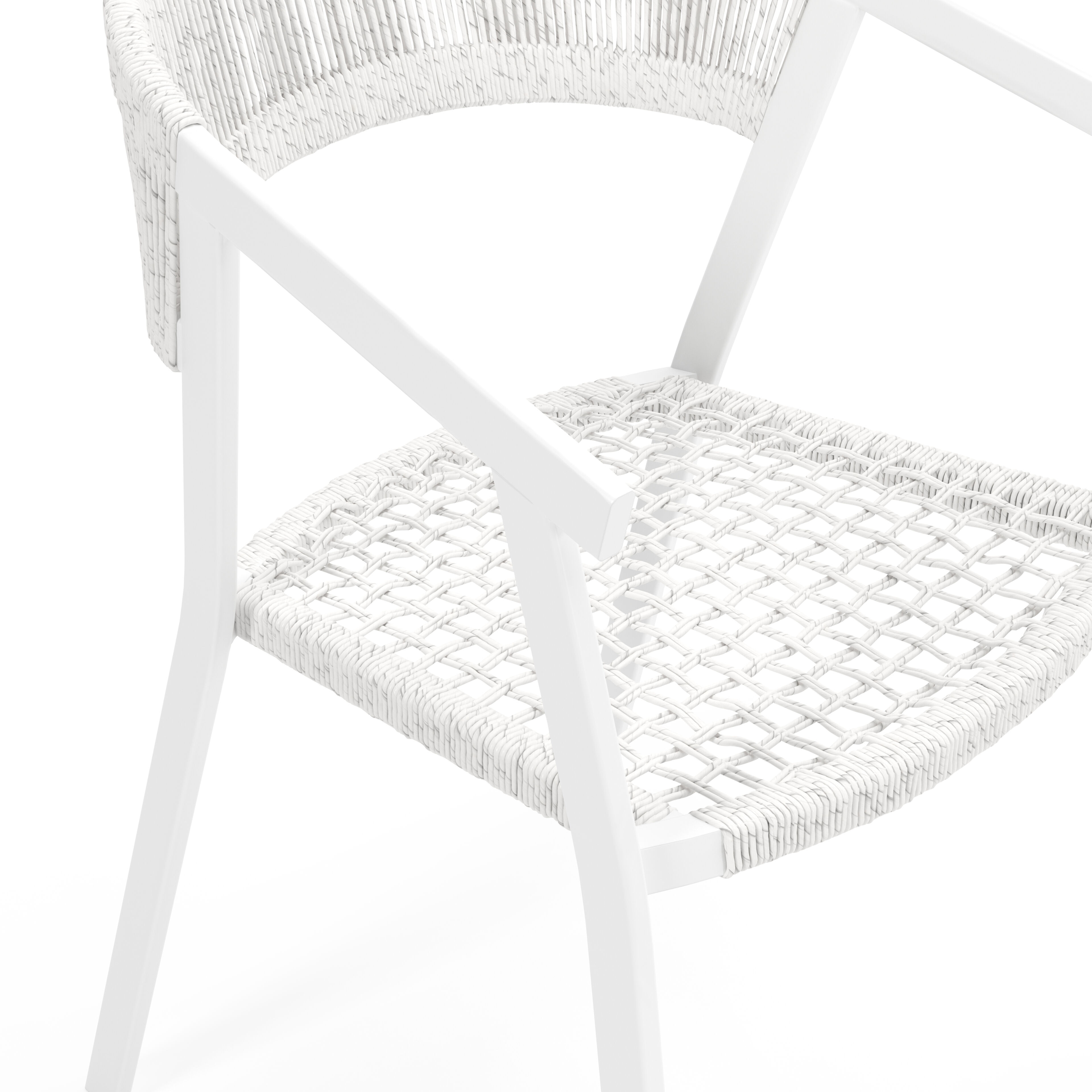 Viaro (Lacrima) stapelbare tuinstoel in wit aluminium en wit gedraaide ronde wicker