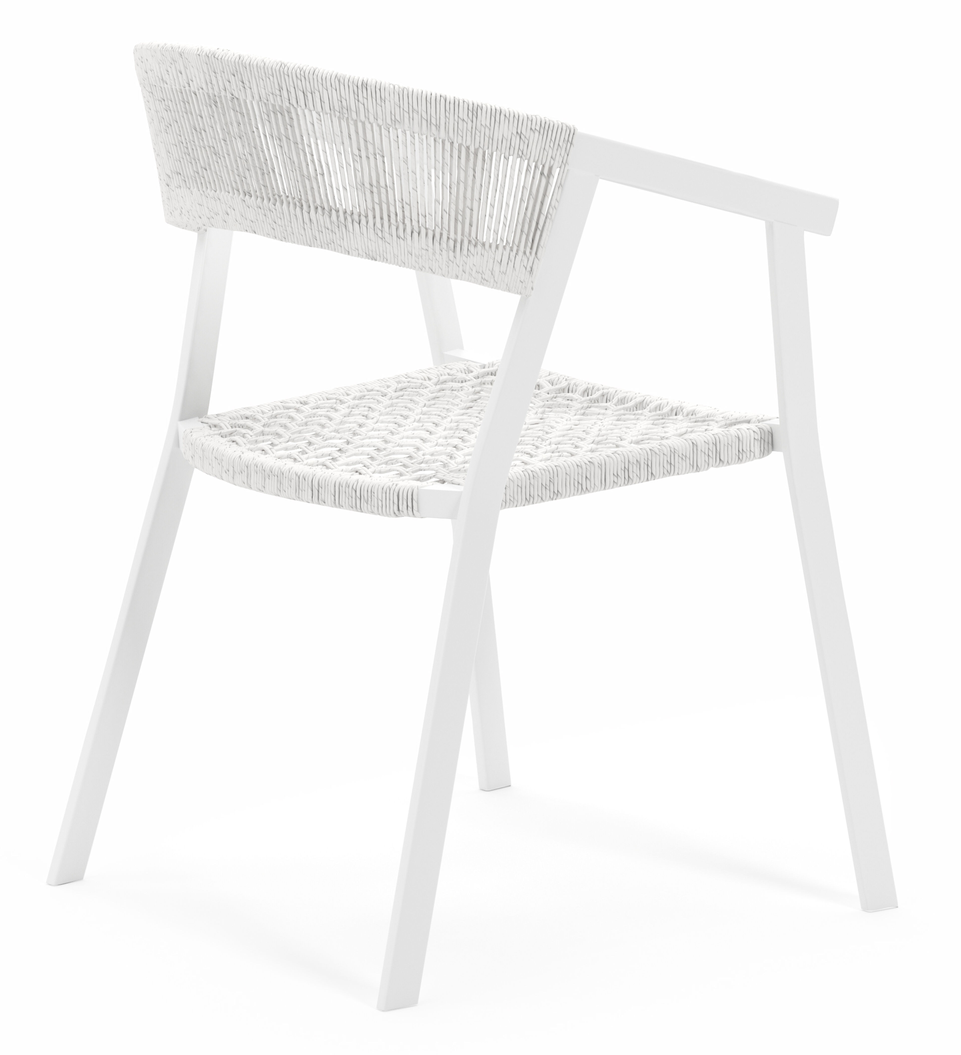Viaro (Lacrima) stapelbare tuinstoel in wit aluminium en wit gedraaide ronde wicker